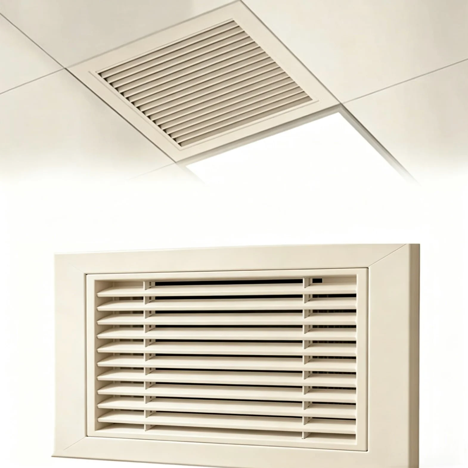 Kratka wentylacyjna ze stopu aluminium, antykorozyjny dyfuzor powrotny powietrza, stylowy sufitowy uchwyt ścienny HVAC osłona do dekoracji wnętrz (beżowy, otwór kanału 35 x 56 cm)