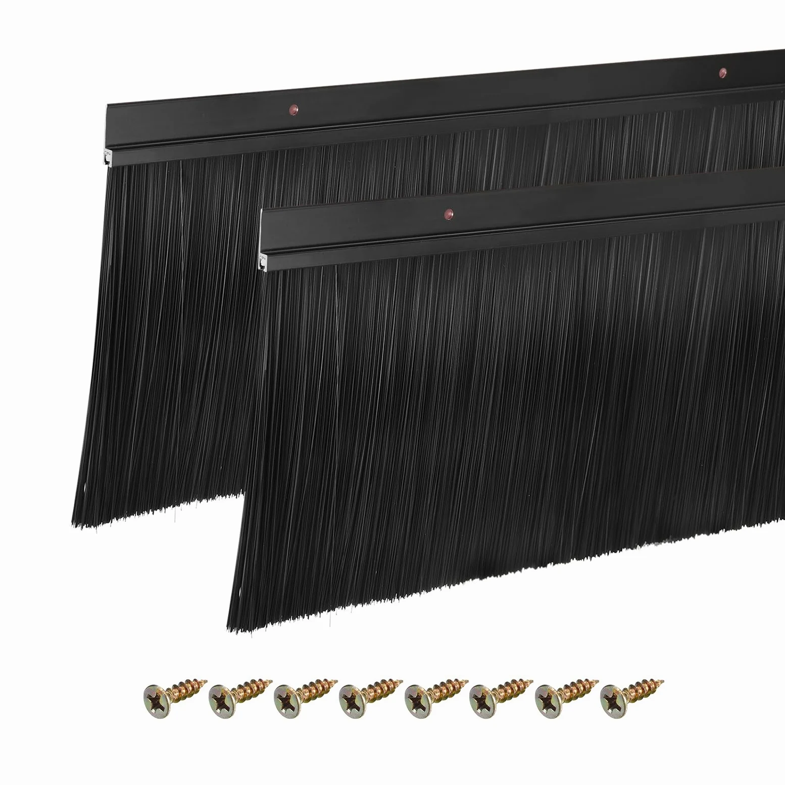 sourcing map 2 sztuki szczotki do drzwi, uszczelka podłogowa w kształcie litery H, podstawa ze stopu aluminium ze szczotką nylonową 150 mm, do domu, przemysłu (1000 mm dł. x 175 mm szer., czarna)
