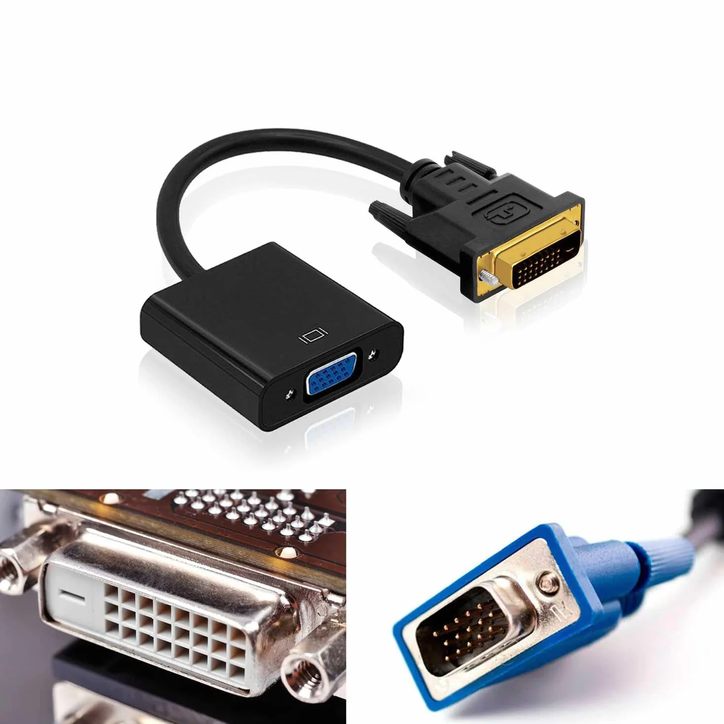 OcioDual Adapter DVI-D 24+1 męski na VGA żeński 15-pinowy konwerter wideo