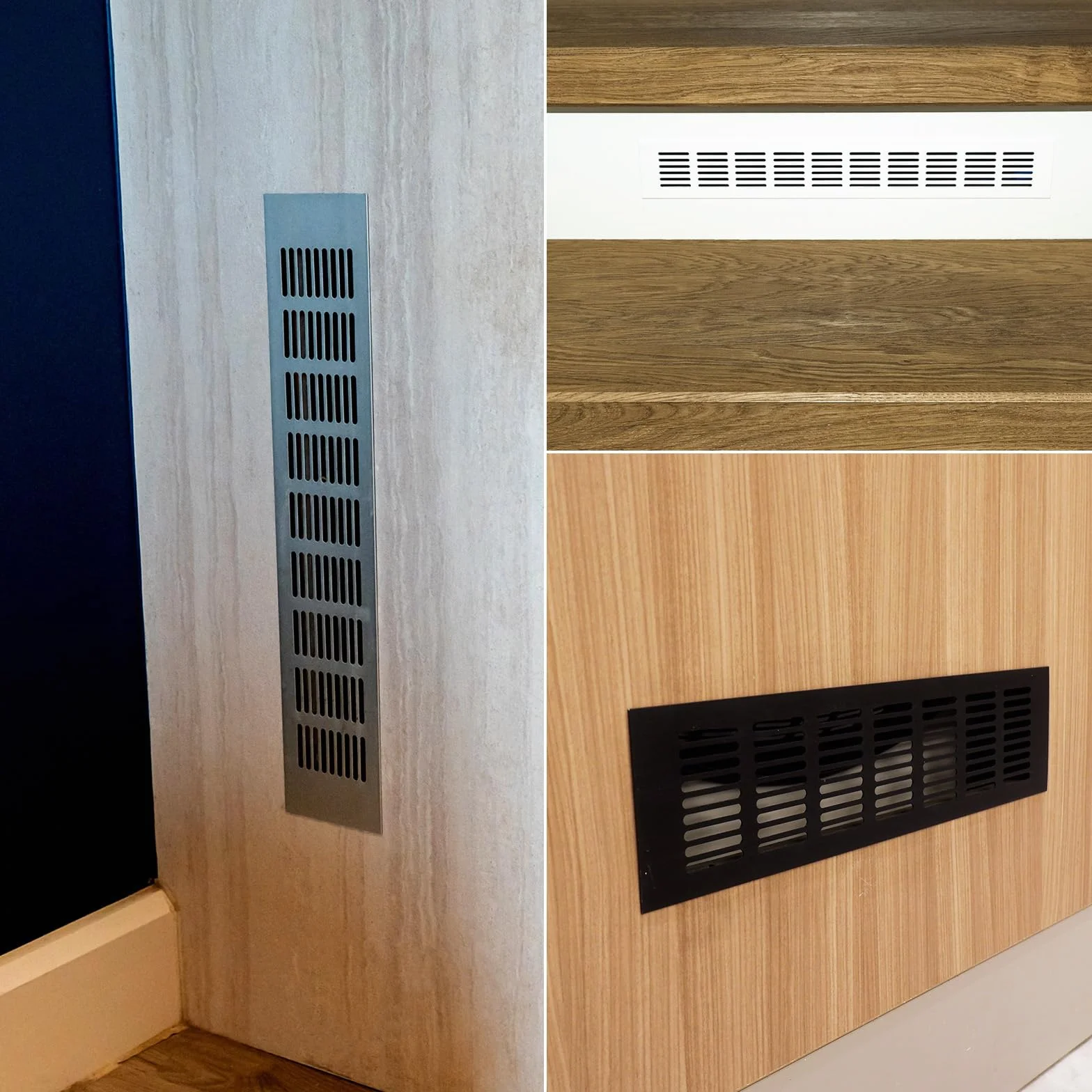 QUARKZMAN Osłona kratki powietrznej, 2 sztuki, 450 x 100 mm – osłona ze stopu aluminium z siatką, prostokątna kratka wentylacyjna do szafki na buty i szafy na ubrania (biała)