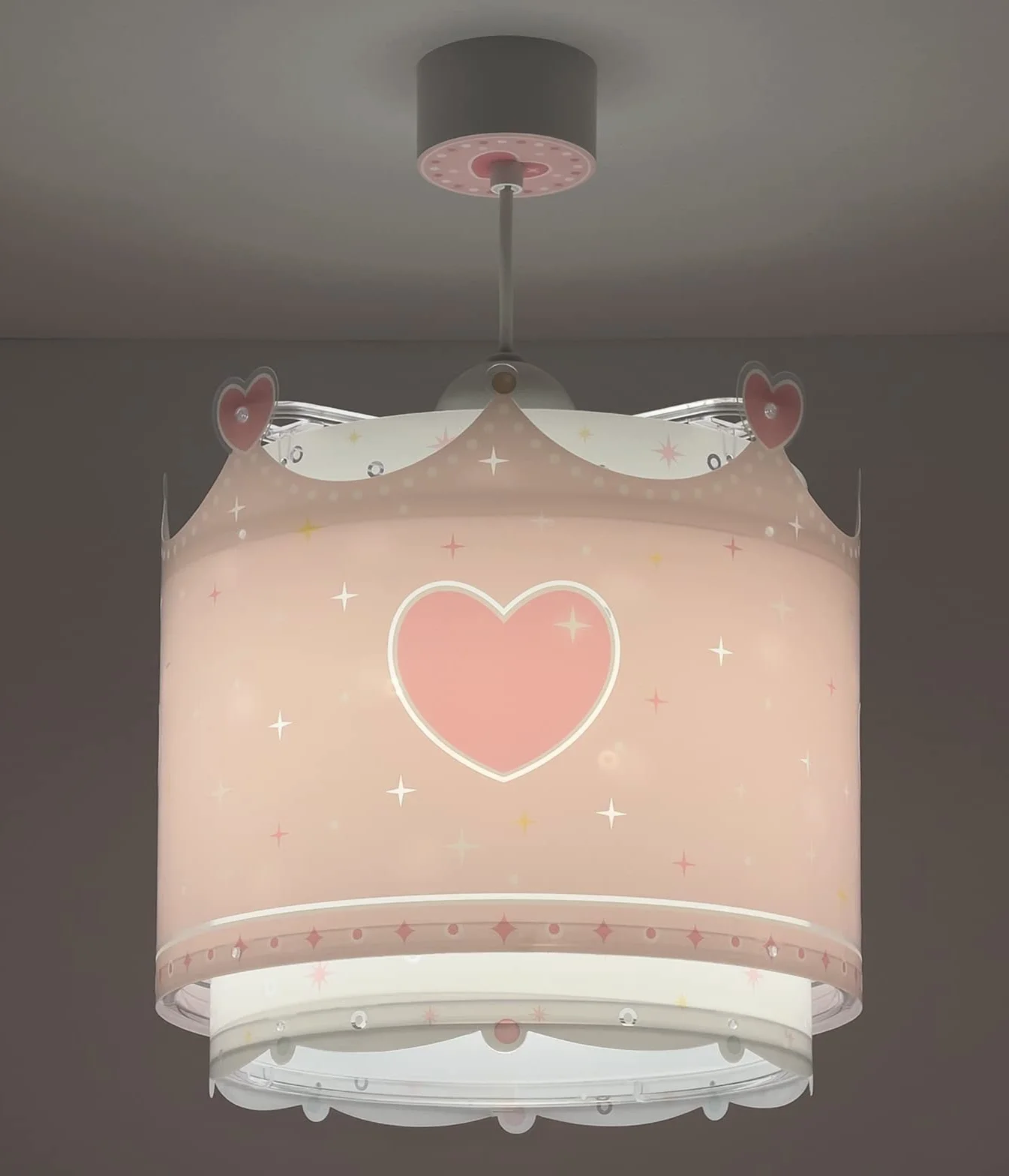 Lampa sufitowa dziecięca Dalber Little Queen Crown Hearts różowa (61102)