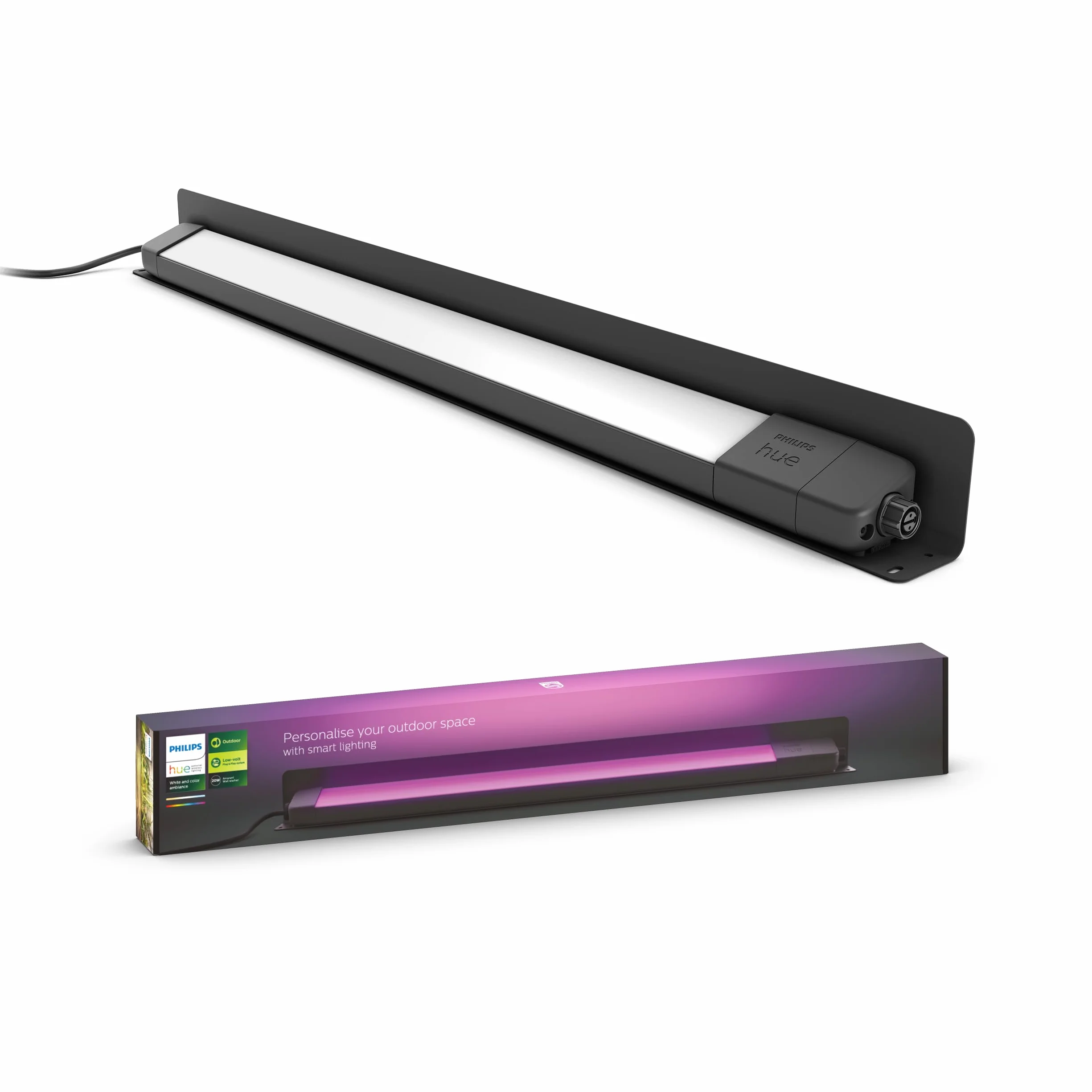 Philips Hue 915005843401 Lampa Ogrodowa (czarna), Świetlówka Smart LED 795mm, Inteligentna Lampa Zewnętrzna