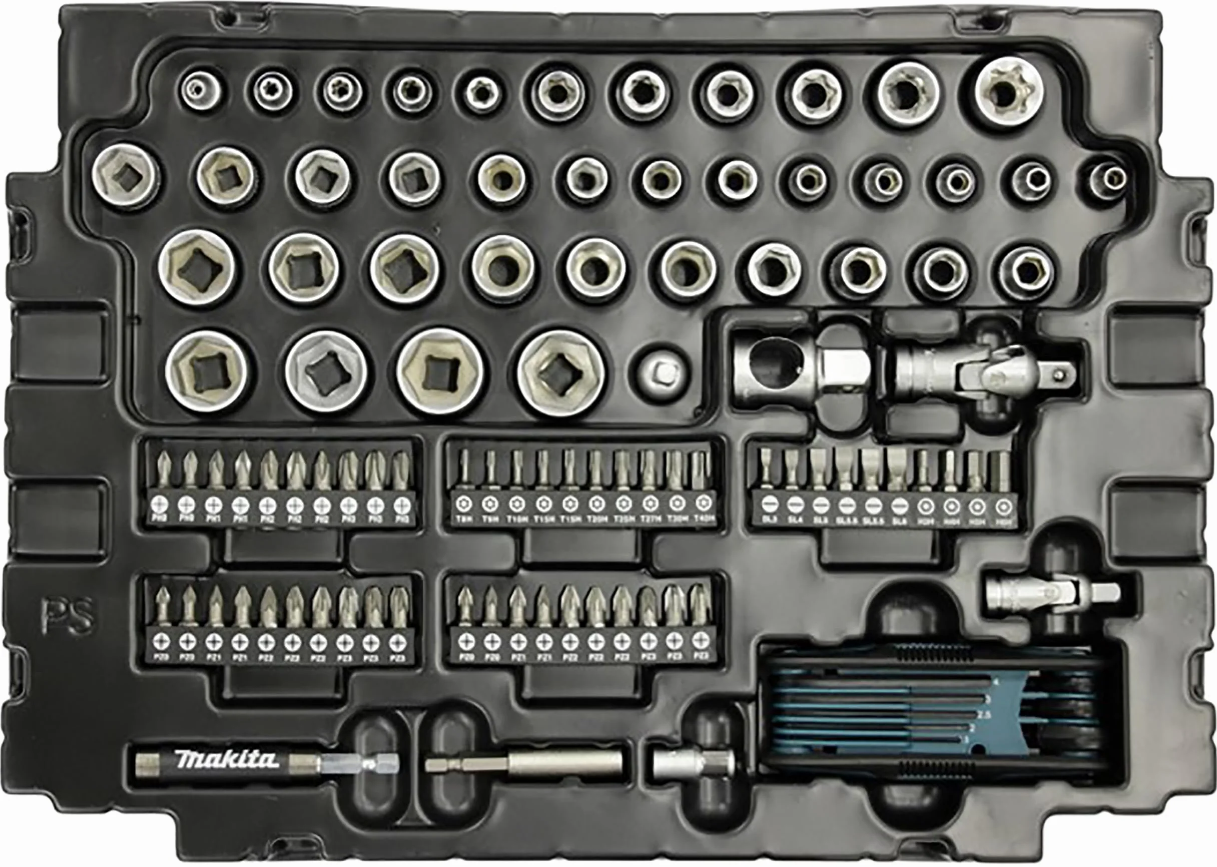 Makita Zestaw Narzędzi Ręcznych, Czarny/Niebieski, ‎39.5 x120 Elementów