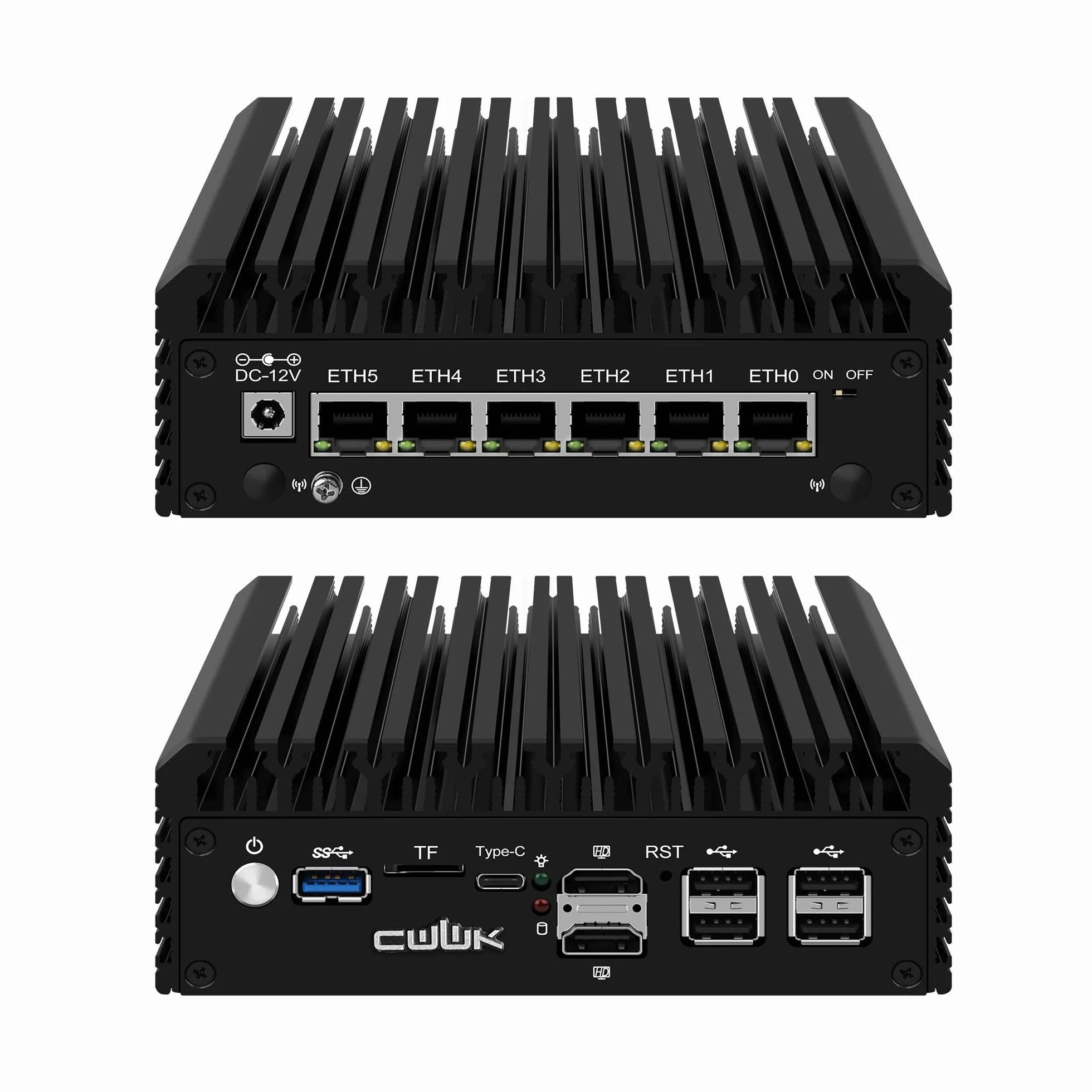 CWWK Mini PC N150 (Upgraded N100) Firewall Appliance, 6X i226-V 2.5GbE LAN OPNsense Mini Computer, F7 Fanless Micro PC DDR5 8GB RAM 256GB SSD, USB-C, 3-Display, TF, 2-NVMe, AES-NI