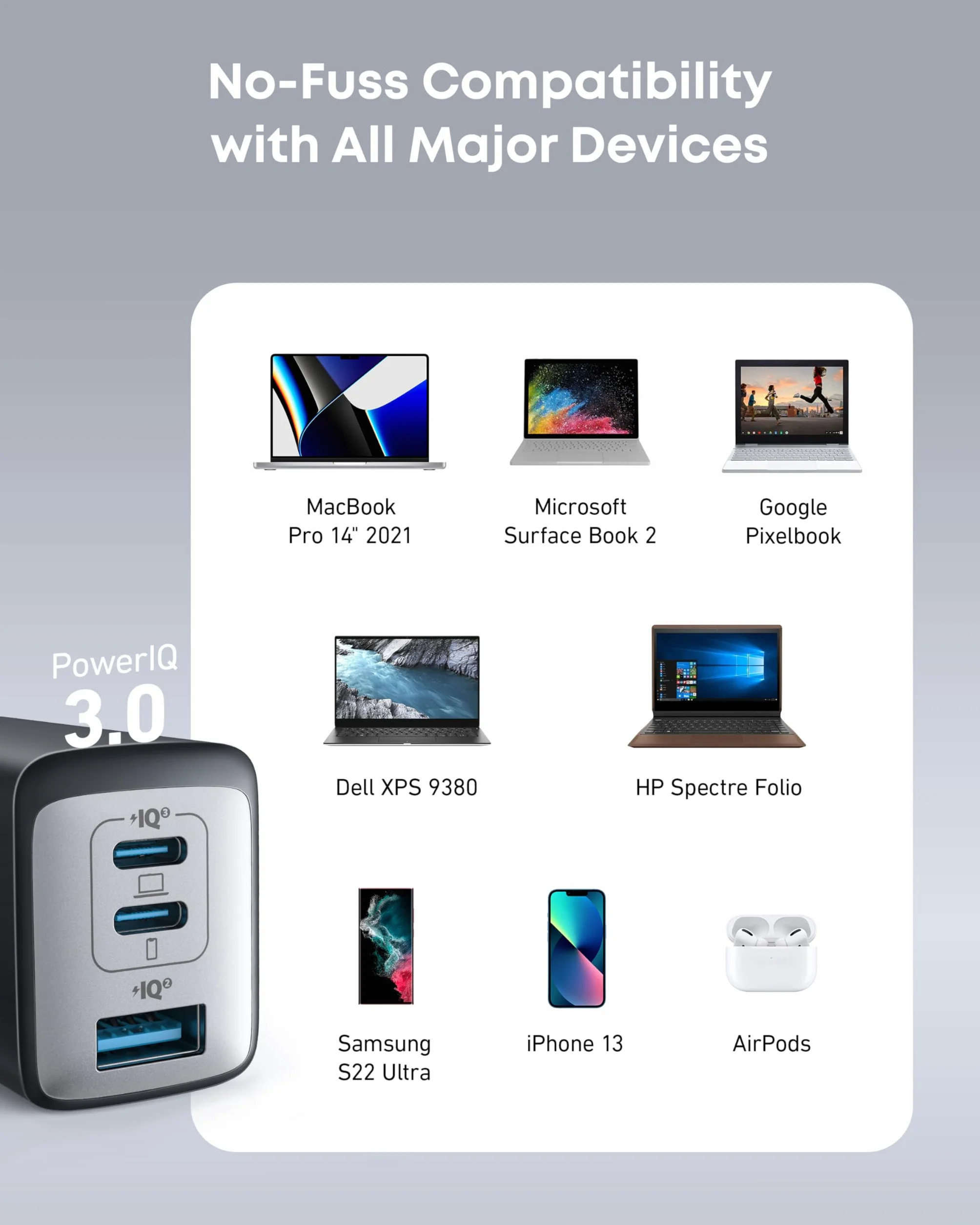 Anker Ładowarka USB C (Nano II 65W) Pod 3-portowa ładowarka PPS, kompaktowy zasilacz USB-C do MacBook Pro, iPad Pro, Steam Deck, Galaxy S20, Dell XPS 13, Note 20/10+, iPhone 16/15, Pixel