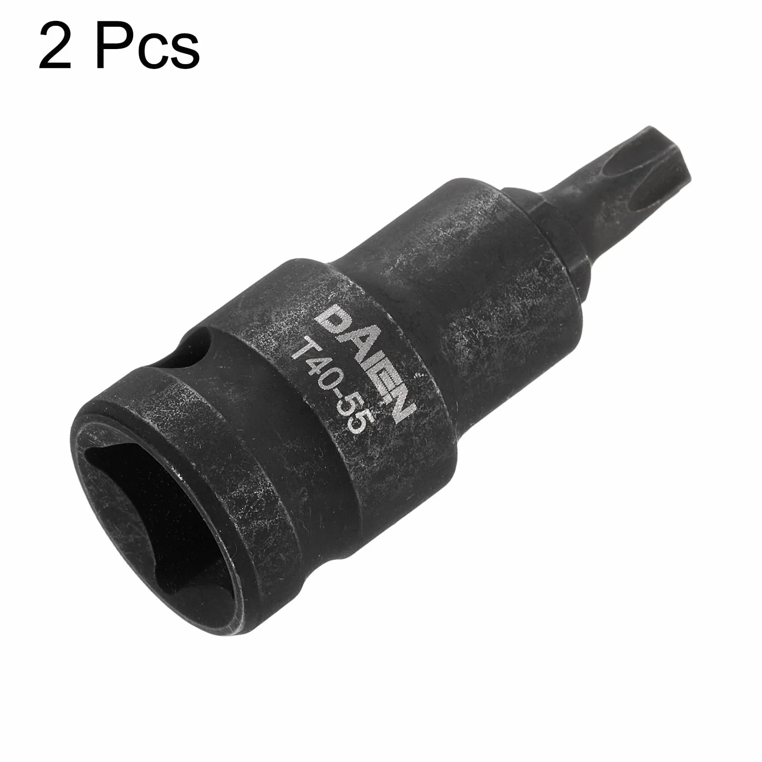 QUARKZMAN 2 szt. T40 bit długość kompasu 55 mm / 2,17" kwadratowe mocowanie 1/2" gwiazda 6 bitów zestaw końcówek do korby udarowej stalowy kompas S2 do kluczy grzechotkowych czarne bity