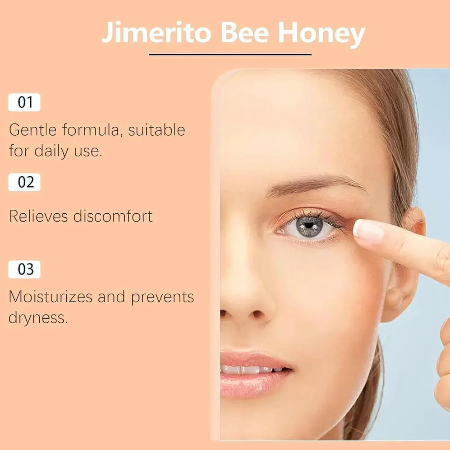 Jimerito Honey for Eye, Jimerito Honey Eyes Drops, Uspokajają I Odżywiają Oczy 100% Naturalnymi Kroplami Do Oczu Z Bezżądłowym Miodem Pszczelim, Dla Oczu, Dla Zdrowia Oczu, Odporności (3 Szt.)