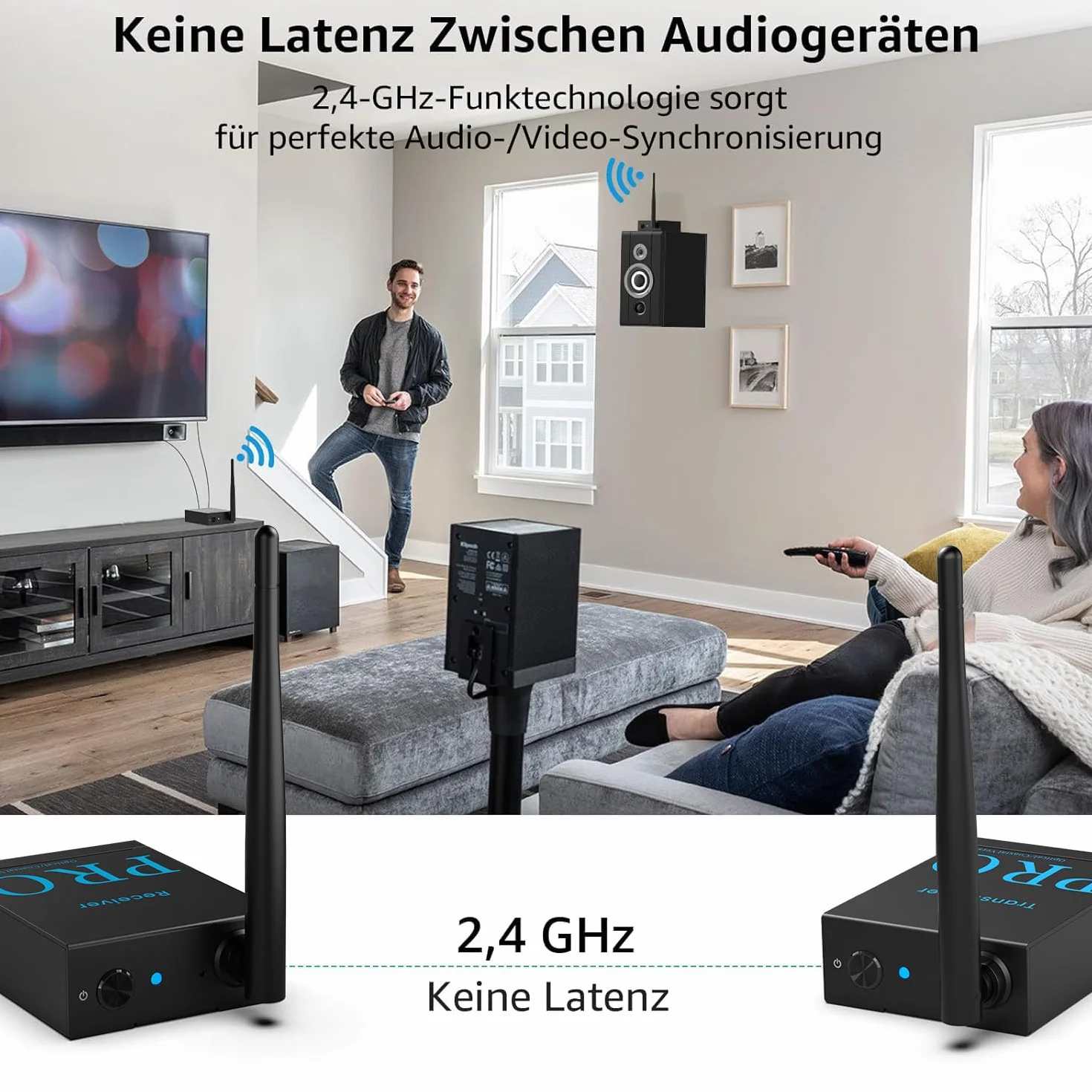 1Mii Bezprzewodowy odbiornik audio 2,4 GHz zestaw transmisji radiowej niska latencja muzyka HiFi do TV/PC optyczny koncentryczny
