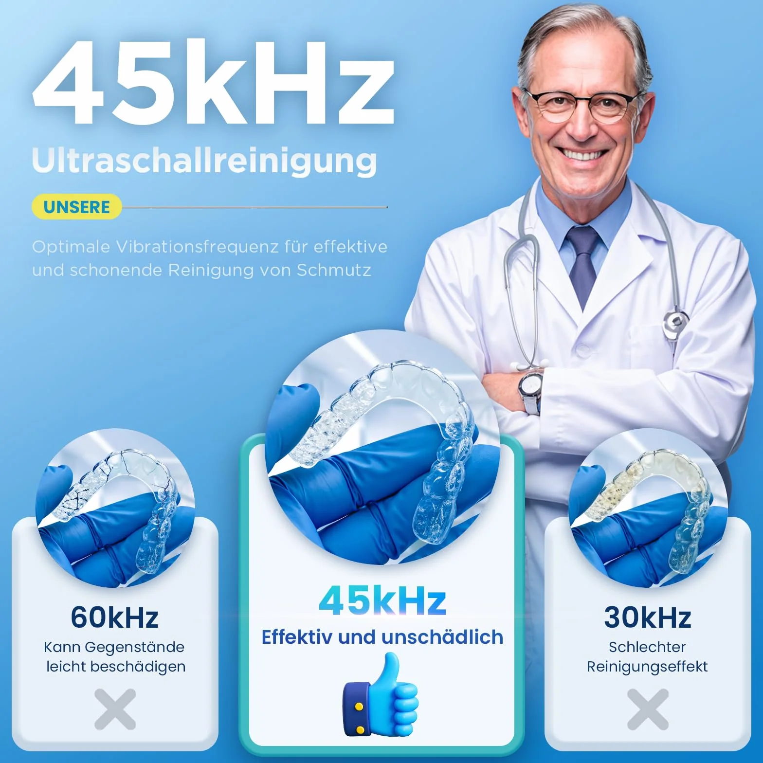 Ultrasoniczne urządzenie do czyszczenia protez, 45000 Hz, 200 ml, ultradźwiękowe urządzenie do czyszczenia protez, protez, protez, biżuterii z cyfrowym timerem (czarne)