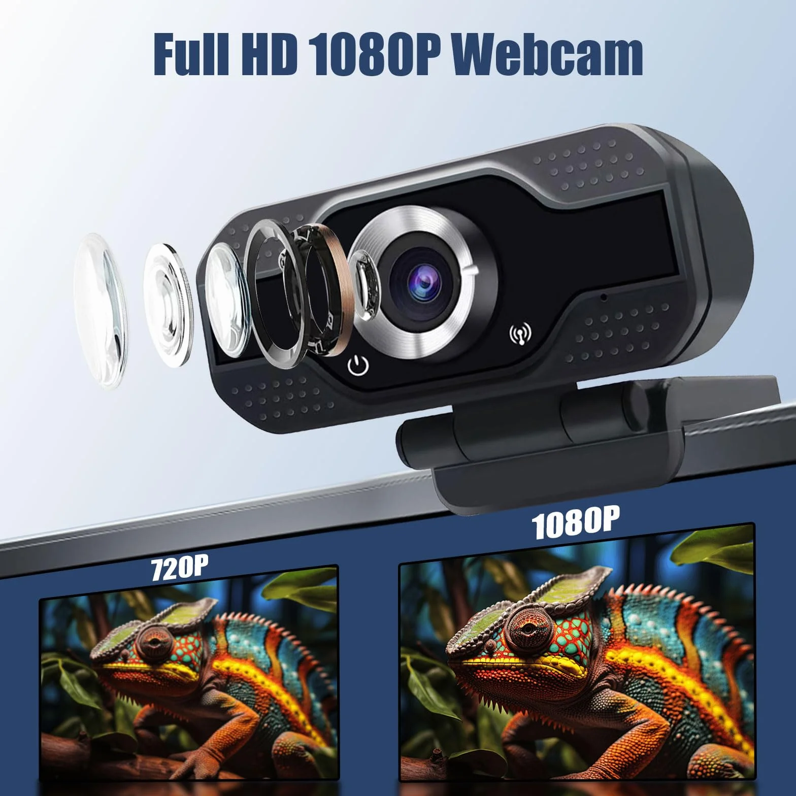 Kamera internetowa Full HD 1080p z dwoma mikrofonami, ulepszony autofokus, 30 kl./s, redukcja szumów, z migawką prywatności, kamera internetowa USB Plug and Play do wideokonferencji/połączeń online