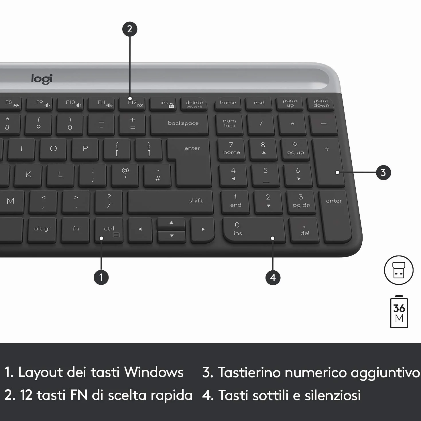 Logitech MK470 Slim Bezprzewodowa klawiatura & Mysz Combo - ITA QWERTY