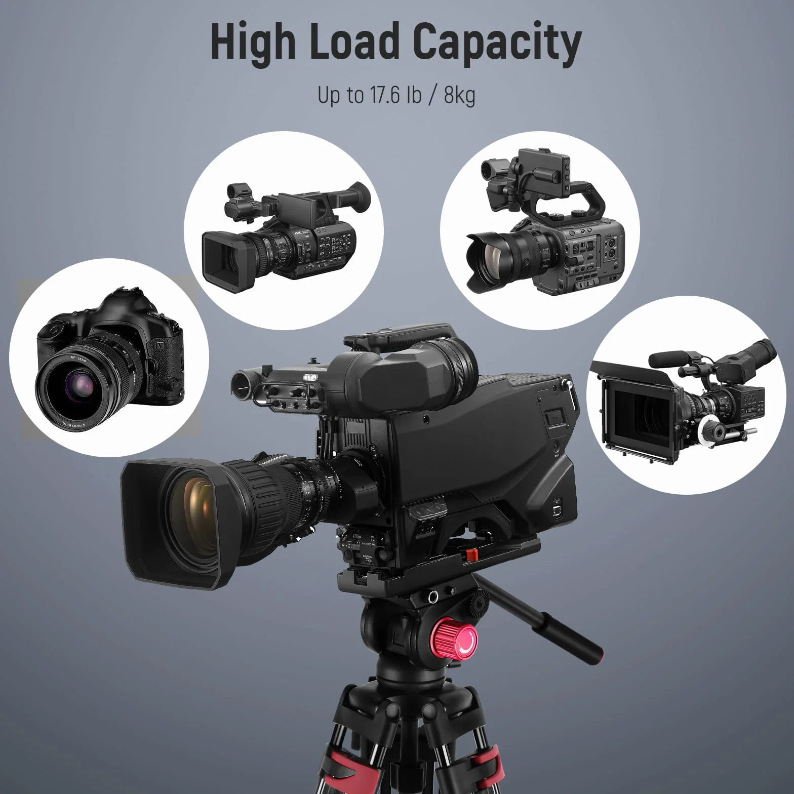 NEEWER Statyw wideo 79" 200 cm ze stopu aluminium głowica płynna 360° płyta QR do Canon Nikon Sony DSLR 8 kg