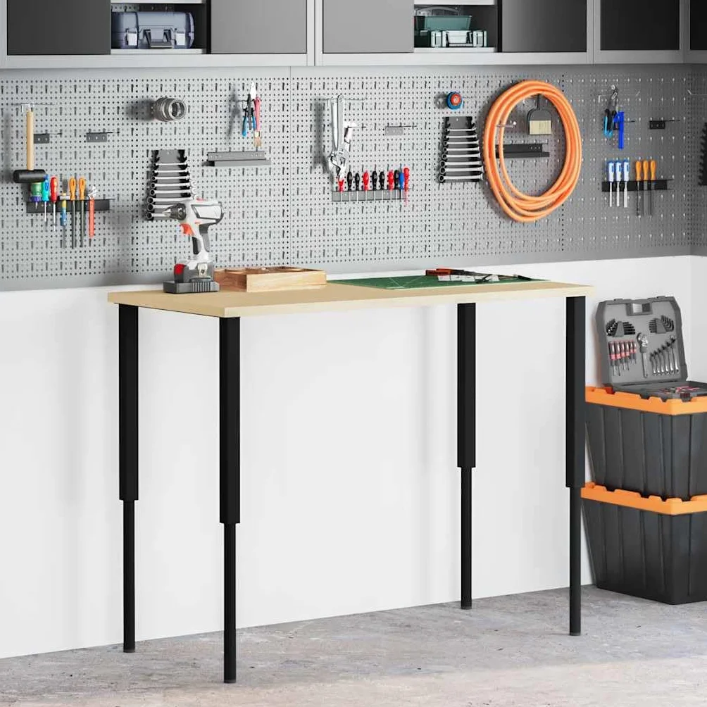 Stelaż stołu warsztatowego z regulacją wysokości z metalu, 2 szt. czarny malowany proszkowo 55 x 69 do 95,5 cm, podstawa do stołu warsztatowego, montaż DIY, stabilne mocowanie, do warsztatu i