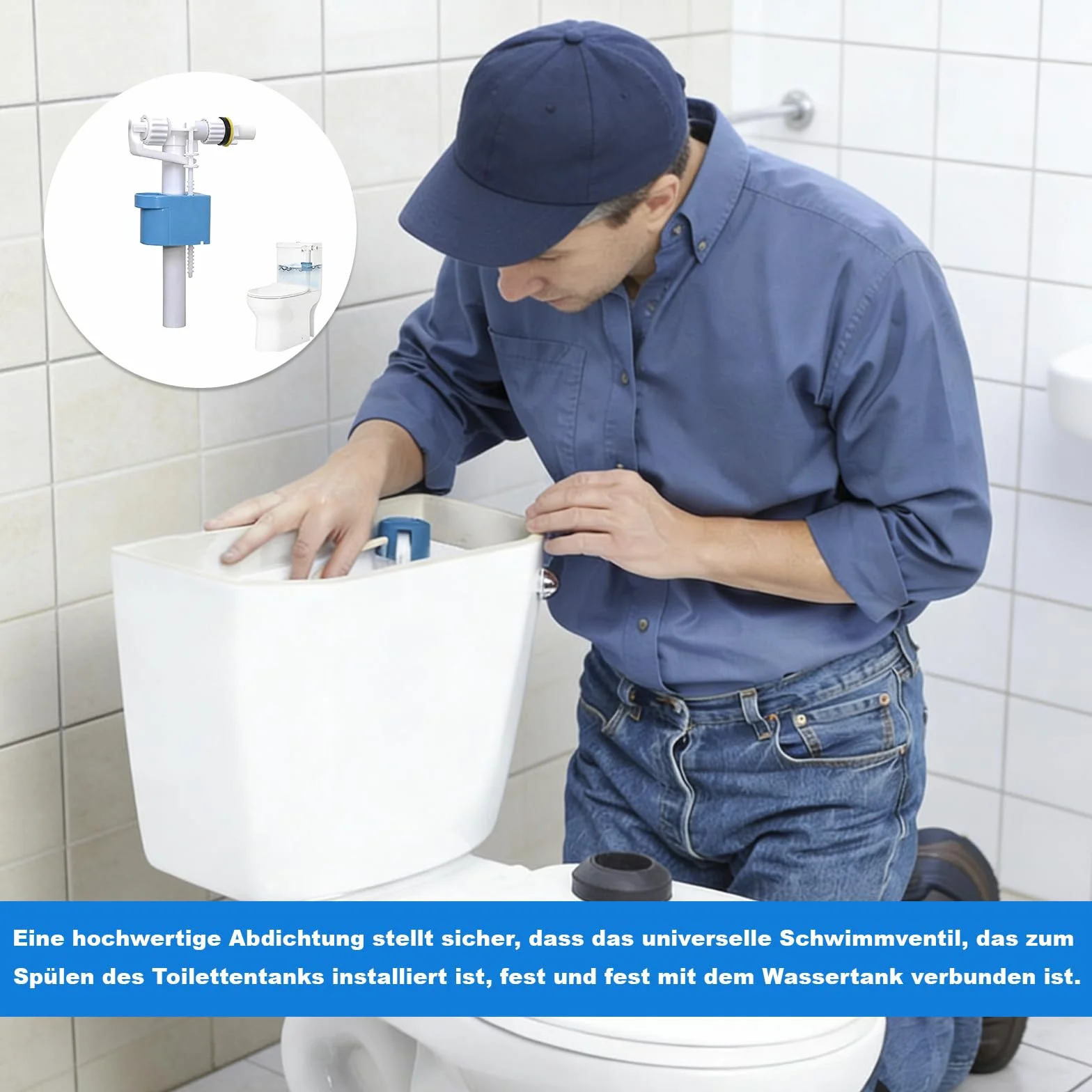 Zawór napełniający do spłuczki G3/8 i G1/2, zawór pływakowy, spłuczka, części zamienne do WC, części zamienne do spłuczki klozetowej, części zamienne do oszczędzania wody (niebieski)