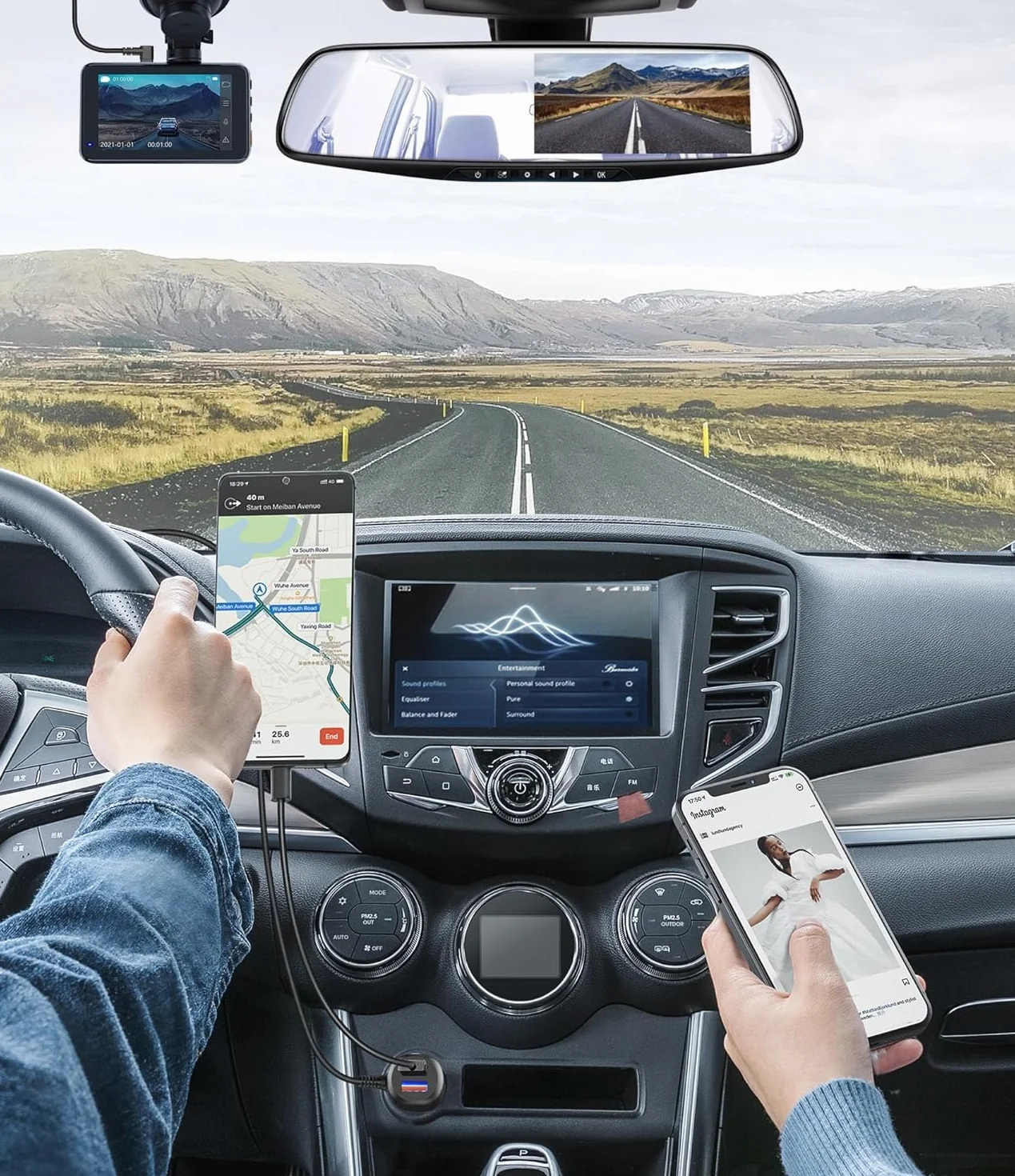 Gebildet Micro USB Power Cord Cable with Dual Port USB,Vehicle Power Charging Cable with Długość(11.5 stopy/350cm) do ładowarki Samochodowej Kamery Dashcam do Zasilania Detektorów Radarowych Dashcam