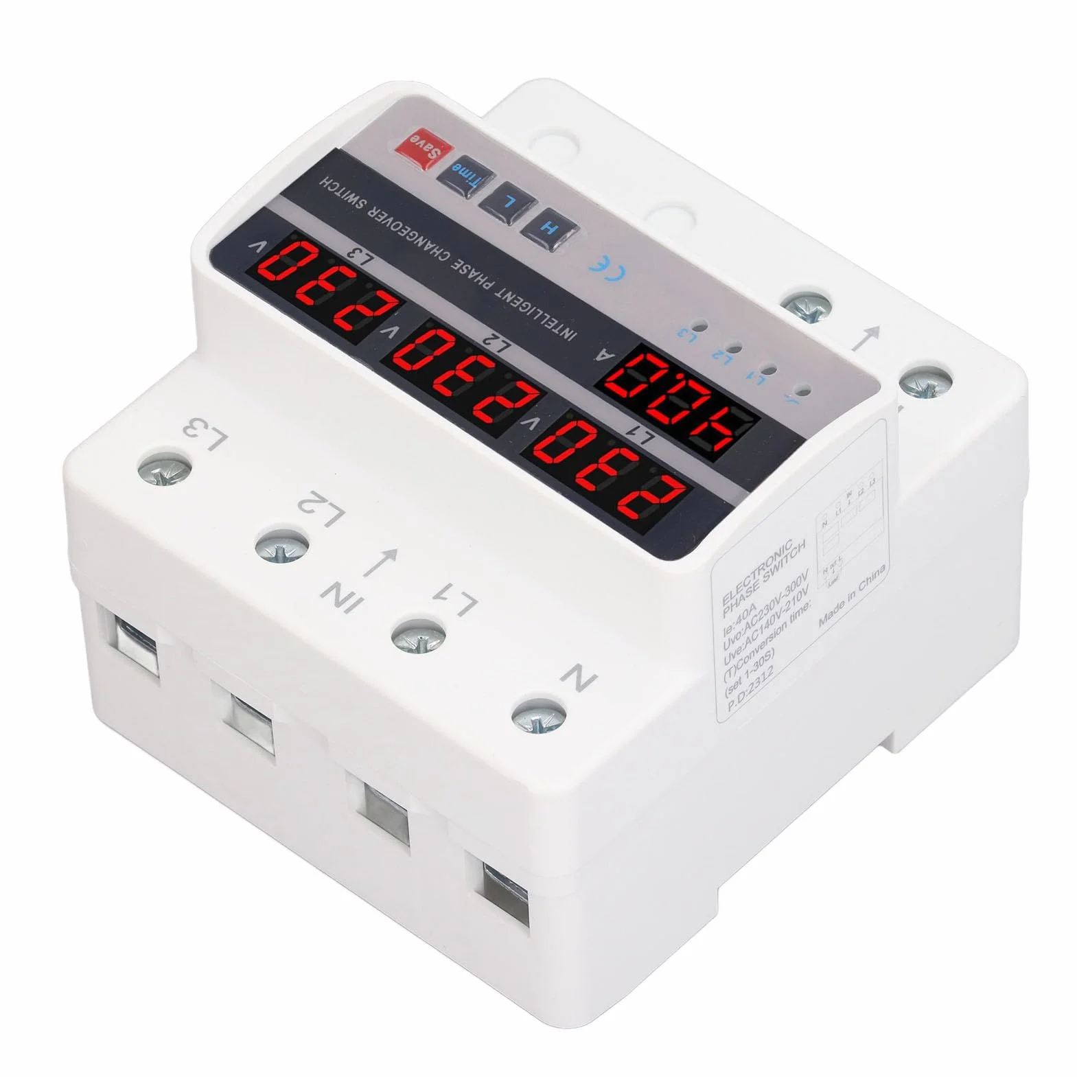 Socobeta 3-fazowe Zabezpieczenie Napięcia Automatyczny Przełącznik Zasilania z Wyświetlaczem LED dla Falownika Generatora Sieciowego AC220V 40A