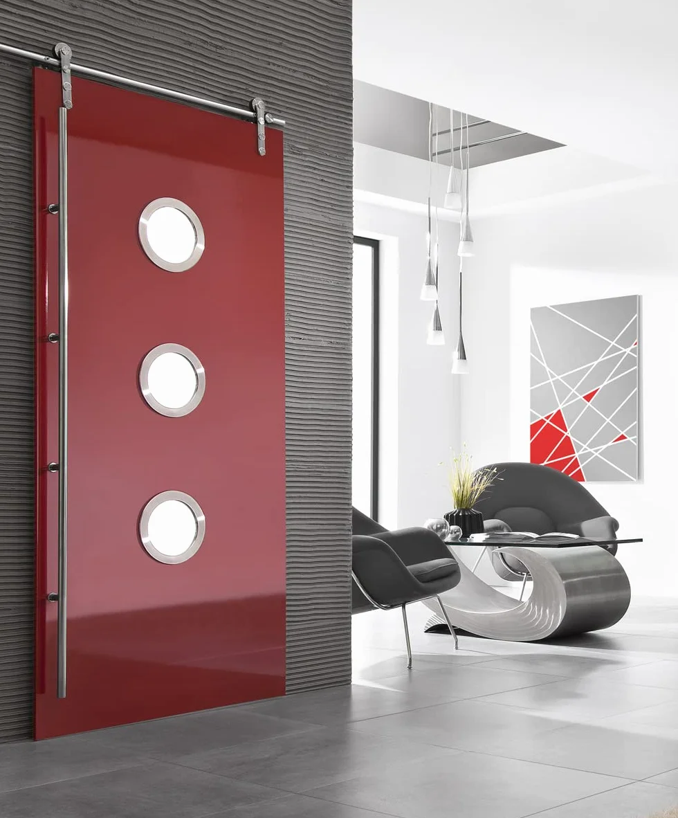 MLS B6000 Bulaj do Drzwi, z Wytrzymałego Aluminium, Bezpieczne Szkło VSG, Odpowiedni do Drzwi o Grubości 40 mm, Widoczne Śruby Montażowe, Średnica 300 mm, Szkło Matowe, Srebrny