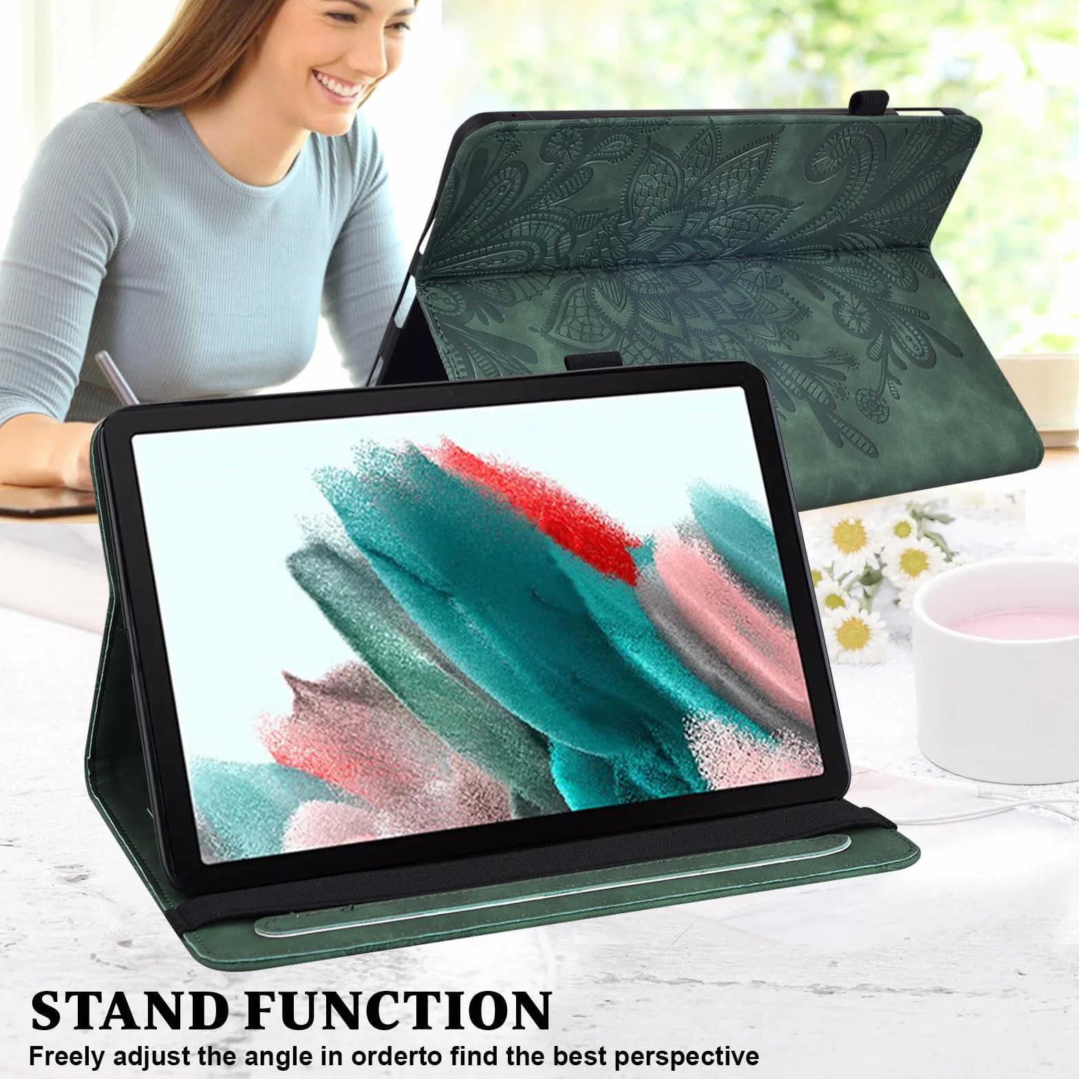GLANDOTU Etui do Xiaomi Pad 5 / Pad 5 Pro 11 cali 2021 z folią ochronną i rysikiem Stylus – (automatyczne uśpienie / budzenie się), ultra cienki uchwyt na długopis, skóra PU Cover Case do Xiaomi Pad 5 etui (zielone)