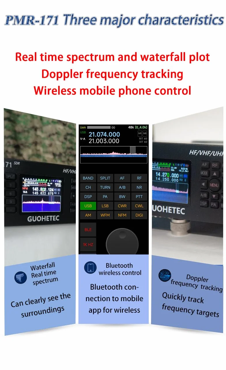 Generic PMR-171 Wszechzakresowy Przenośny Radioodbiornik SDR SSB UHF VHF AM FM RTTY DMR CW 100K-2GHZ 20W (Standard) Z dodatkową torebką UV z antenną