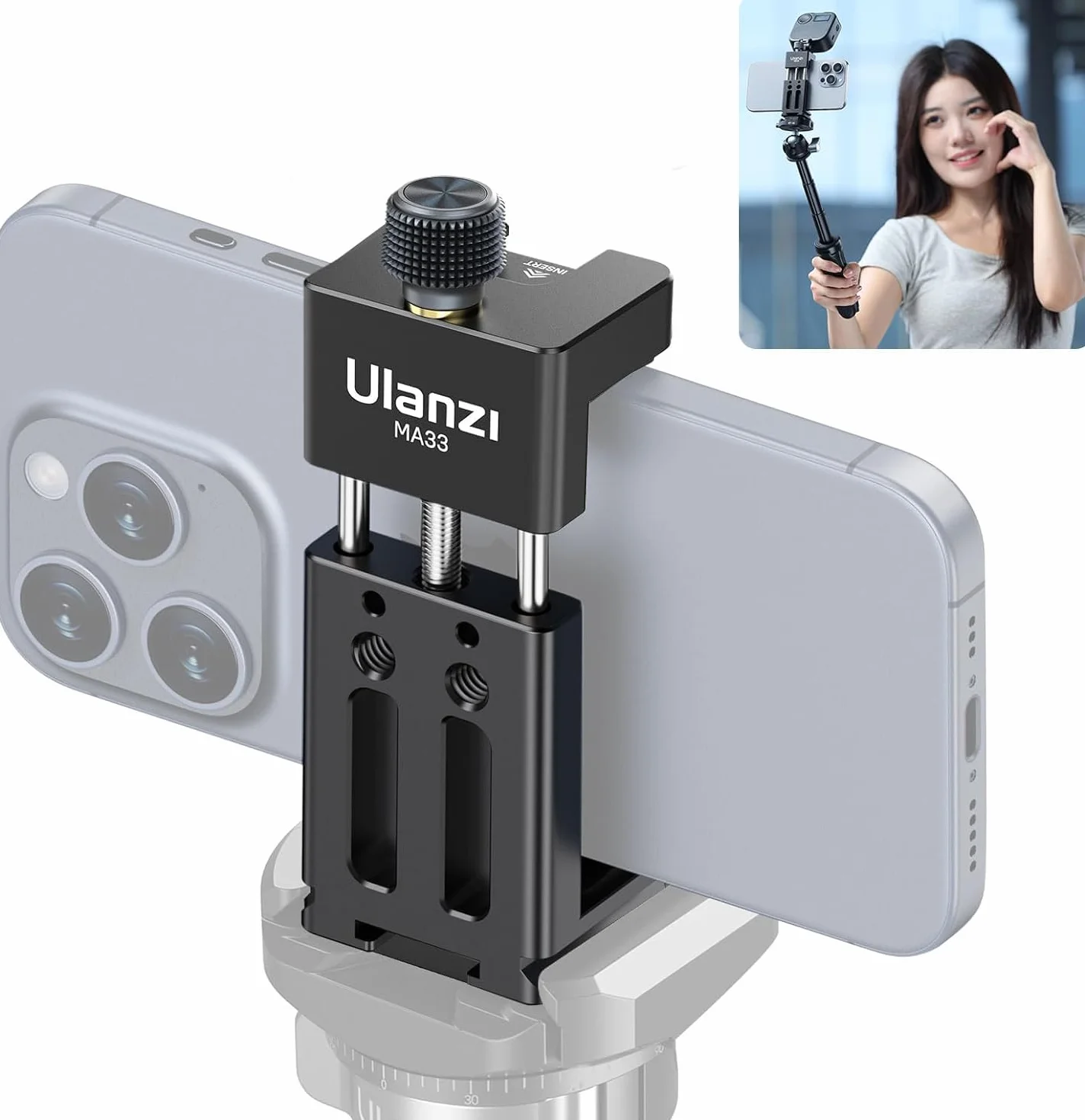 ULANZI MA33 metalowy adapter statywu Arca QR 1/4 obrotowy 360° 180° akcesorium smartfon iPhone 16 Pro Max Android