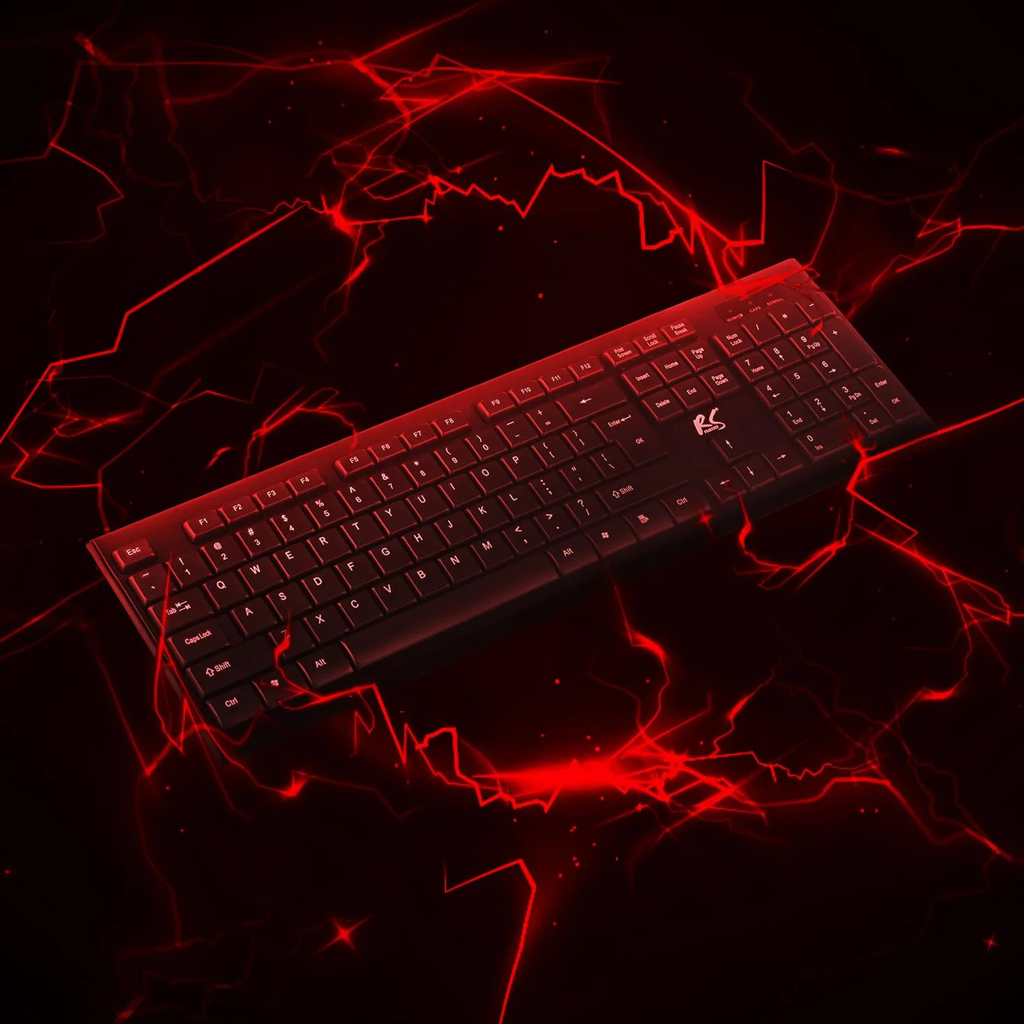 Bezprzewodowa klawiatura i mysz NanoRS RS580 połączenie 2,4 GHz 104 klawisze klawiatura numeryczna ergonomiczna mysz 1200 DPI kompatybilna z Windows Mac + 2 baterie przemysłowe AAA w zestawie