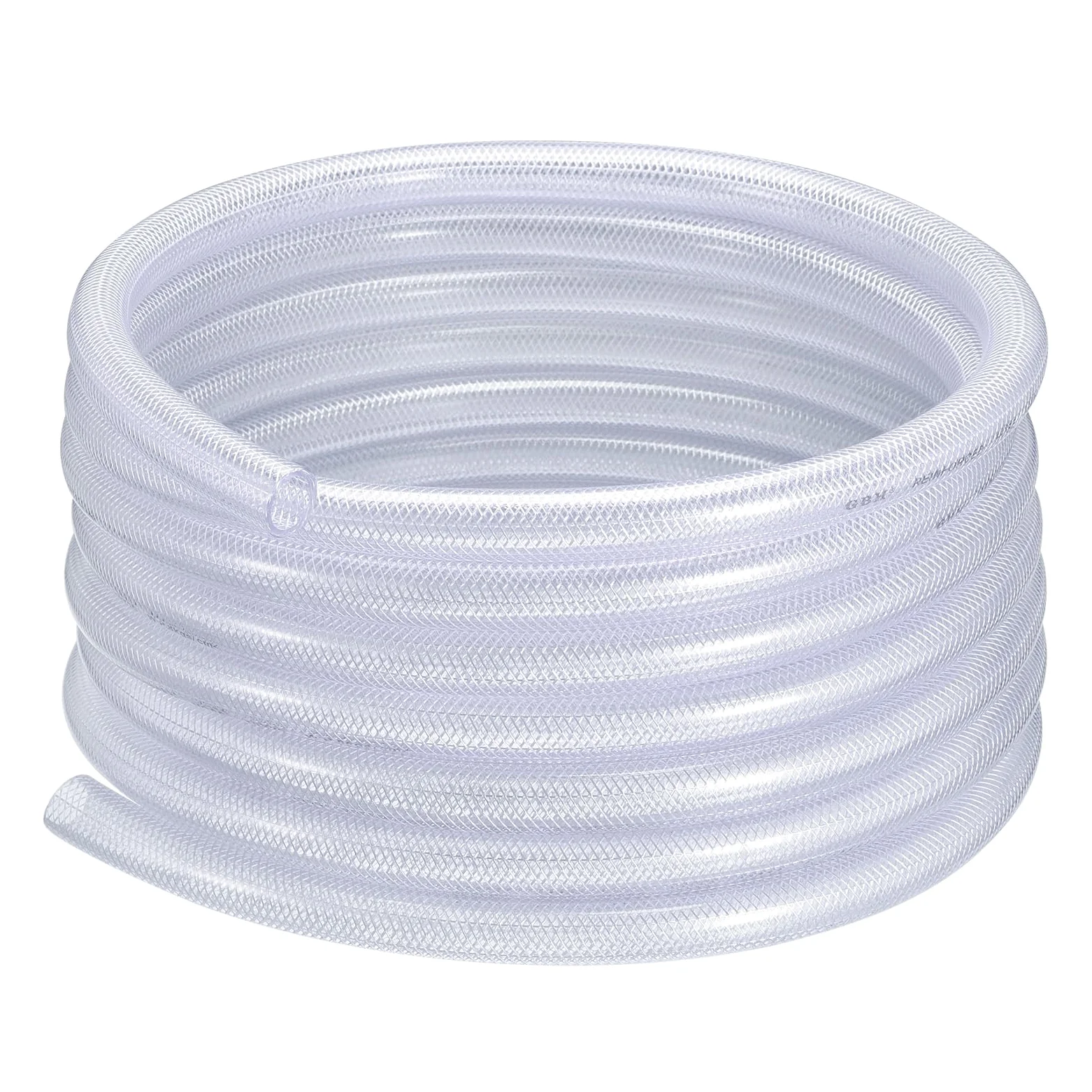 sourcing map Wzmocniona pleciona rura pcv 3/4" średnica wewnętrzna i średnica zewnętrzna 1", długość 25 stóp (7,6 metra) wysokociśnieniowa elastyczna rura z tworzywa sztucznego, przezroczysta winylowa