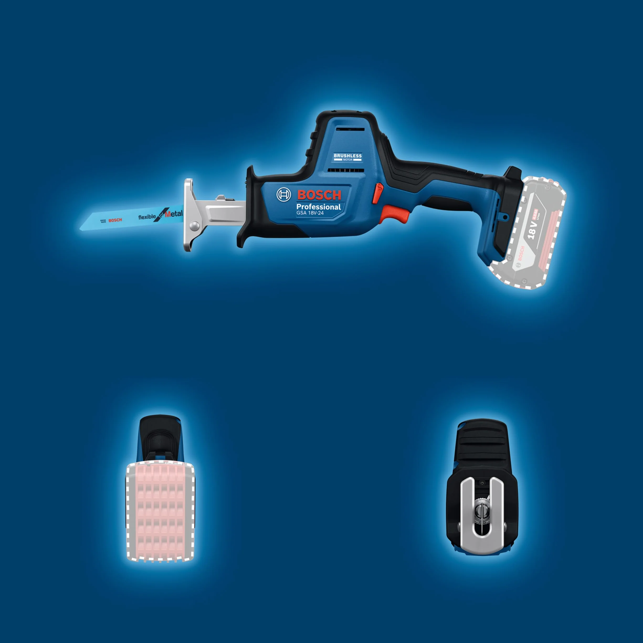 Bosch Professional 18V System Akumulatorowa piła szablasta GSA 18V-24 (brzeszczot S922EF, S2345X)