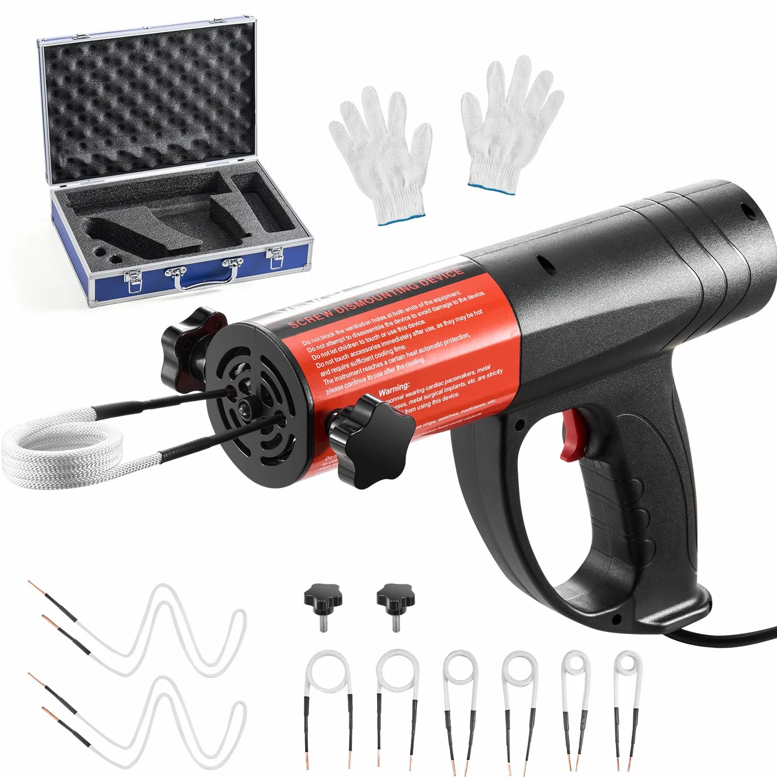 VEVOR Nagrzewnica indukcyjna do usuwania śrub, 1500 W, magnetyczny zestaw grzejników indukcyjnych, grzejnik do usuwania zardzewiałych śrub, narzędzia naprawcze do warsztatu samochodowego z 8 cewkami