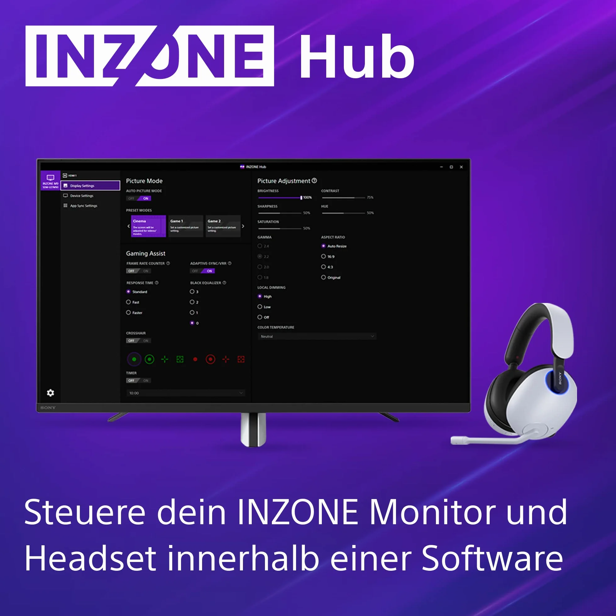 Sony INZONE M9 - Monitor do gier 27 cali: 4K 144Hz 1ms Full Array - Local Dimming HDMI 2.1 VRR (model 2022)
