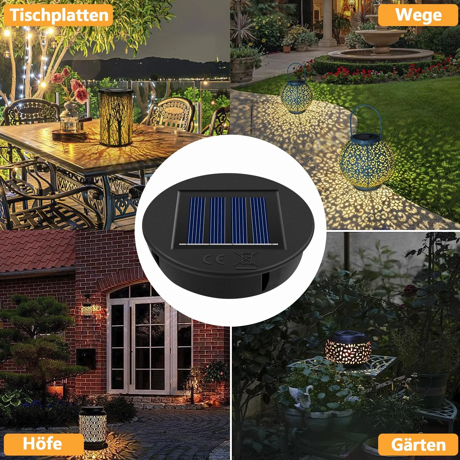 HELESIN Lampy solarne, części zamienne, 2 x śred. 8 cm, lampa solarna z jasnymi diodami LED, wodoszczelność IP65, panel słoneczny, część zamienna do latarni solarnych, lamp ogrodowych