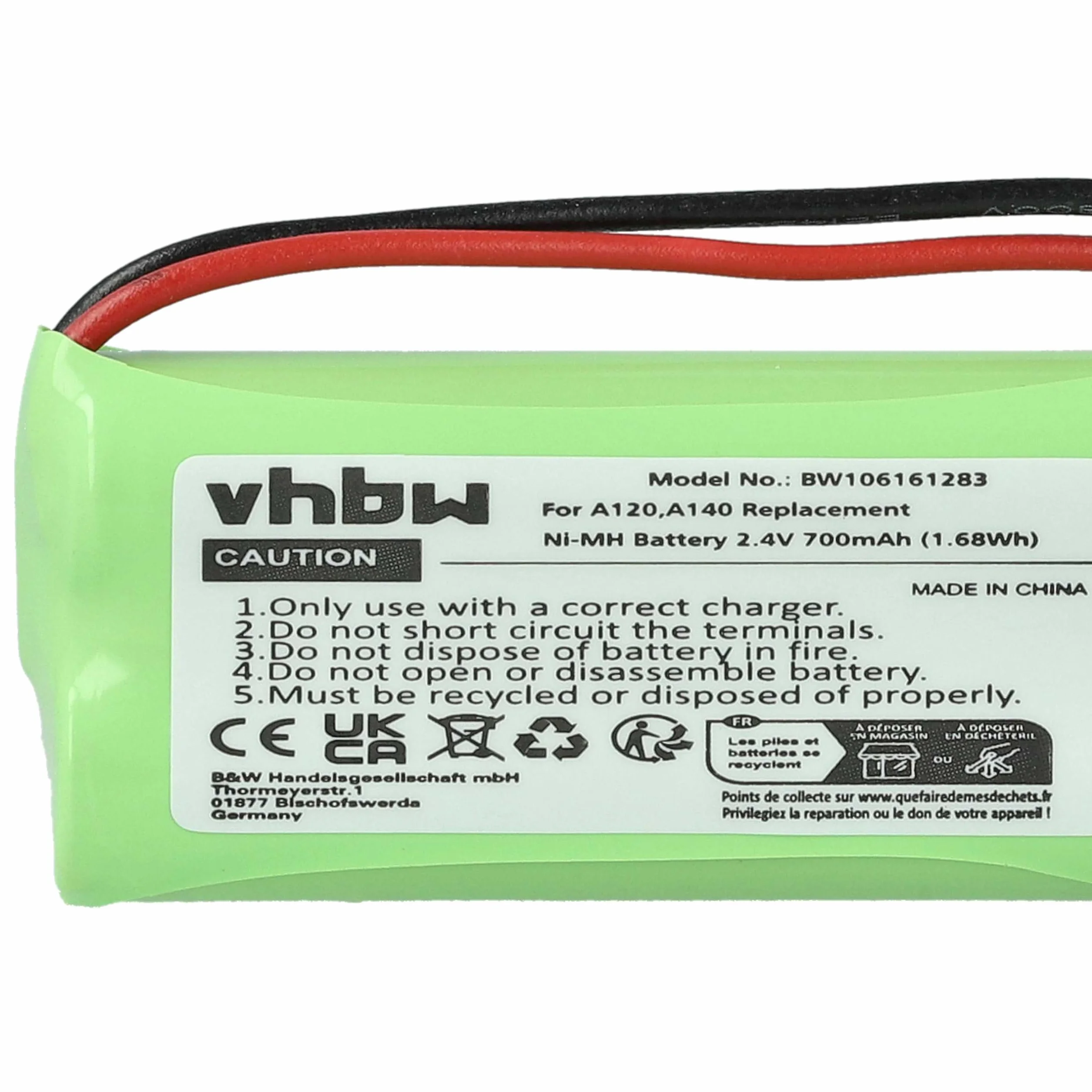 vhbw NiMH akumulator 700 mAh (2,4 V) kompatybilny z telefonem, stacjonarnym Siemens Gigaset AL110, AL110 Duo, AL110 Trio, AL110a, AL110a Duo, AL110a Trio zamiennik do C30852D1640X1.