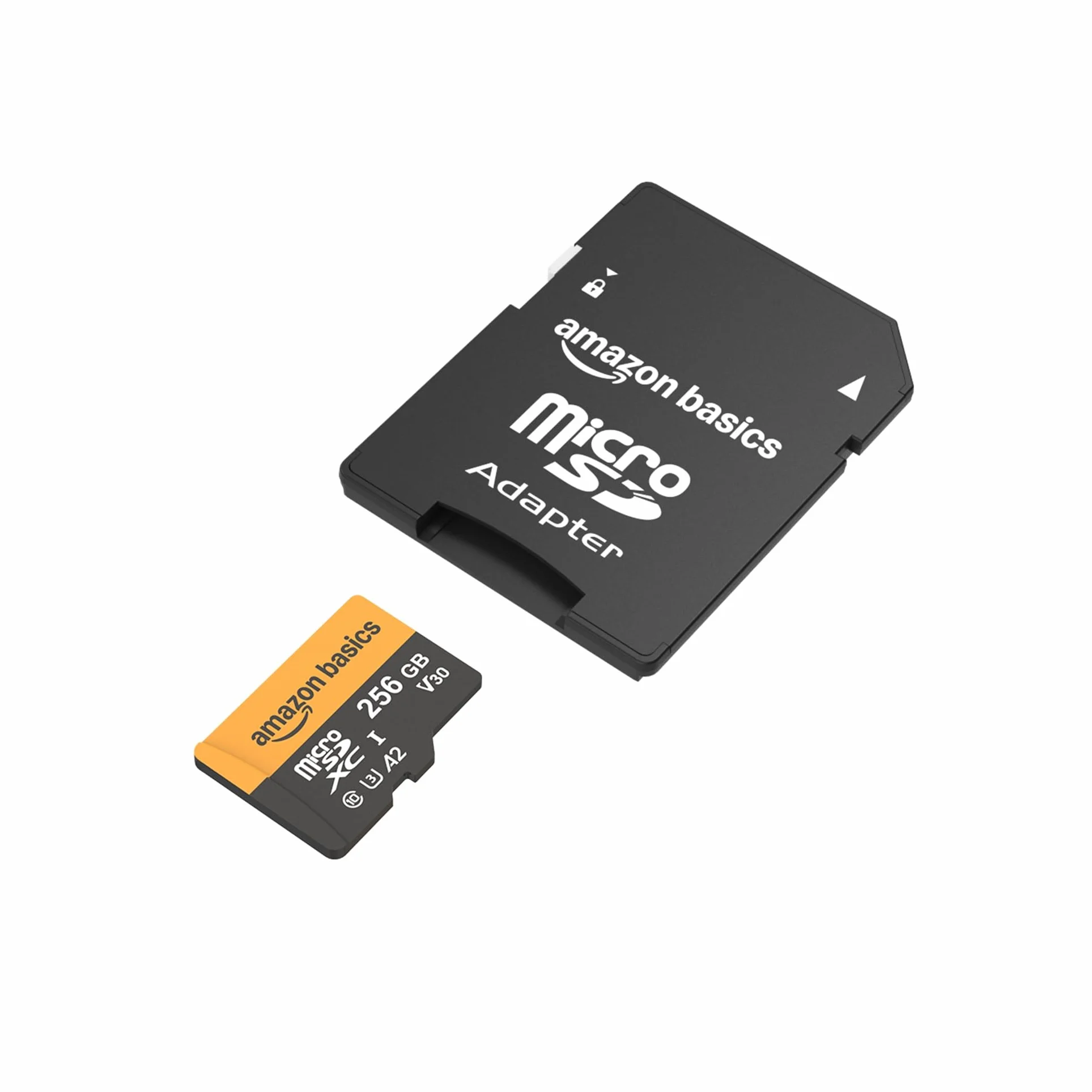 Amazon Basics Karta pamięci microSDXC 256 GB z adapterem, prędkość odczytu do 200 MB/s, 1 sztuka