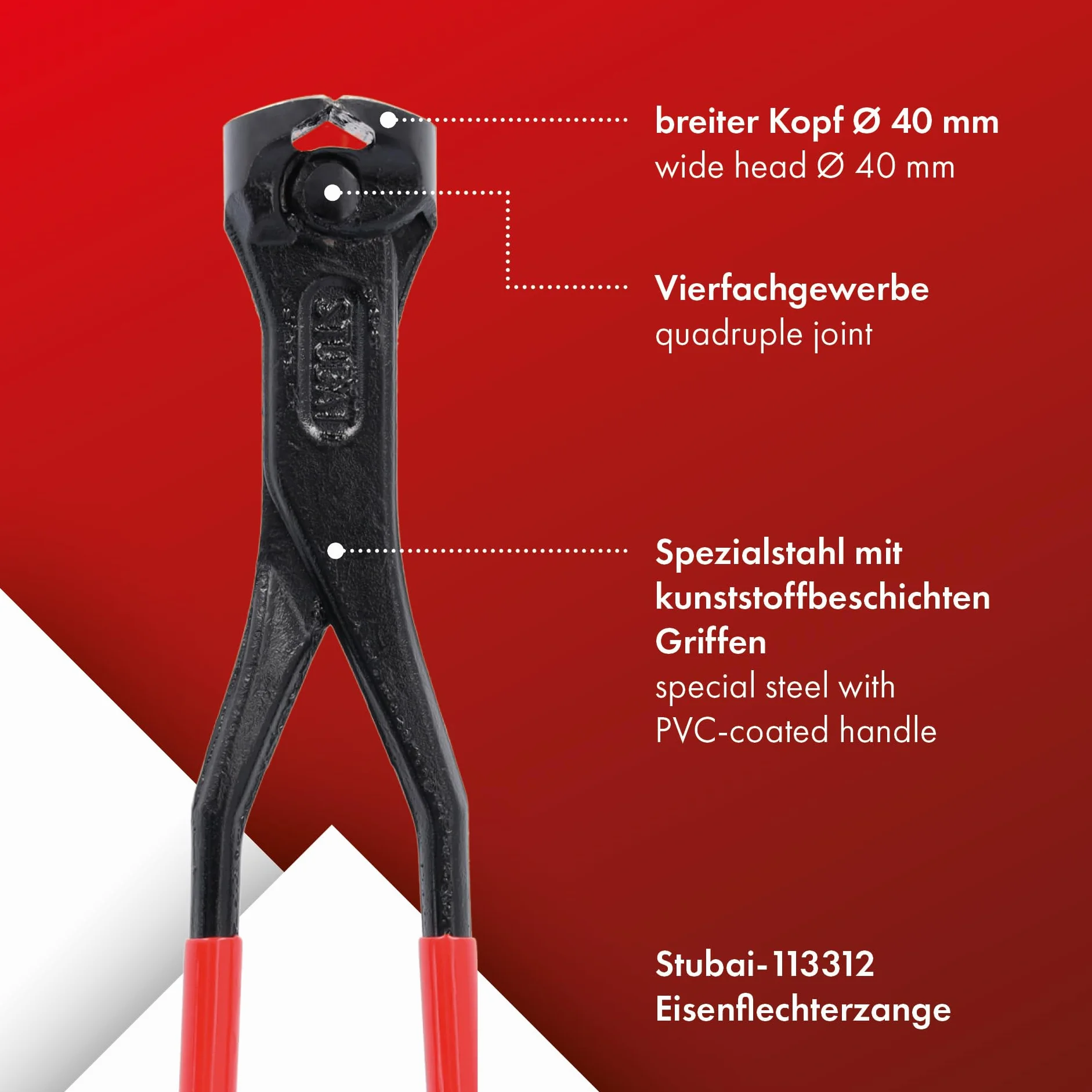 Stubai 280 mm szczypce stalowe z szeroką głowicą