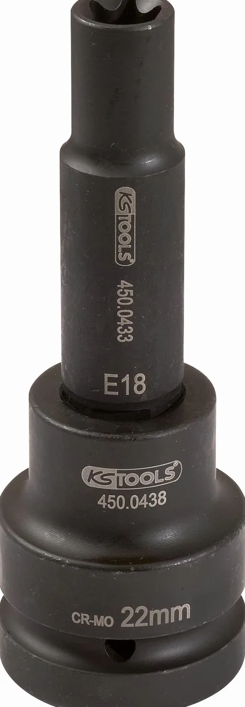 KS Tools 450.0453 Gniazdo silowe bitów dla srub Torx-E,dlugie, E22, 3/4"
