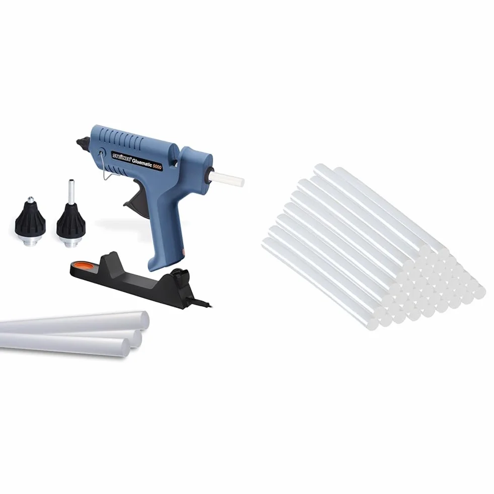 Steinel Gluematic 5000 Pistolet na Klej, Niebieski/Czarny, ‎18 x 3,2 x 18,5 cm; 330 g & Steinel 20736 Standardowe Wkłady Klejowe na Gorąco, Ø 11 mm, 1 Kg, Ok. 40 Wkładów