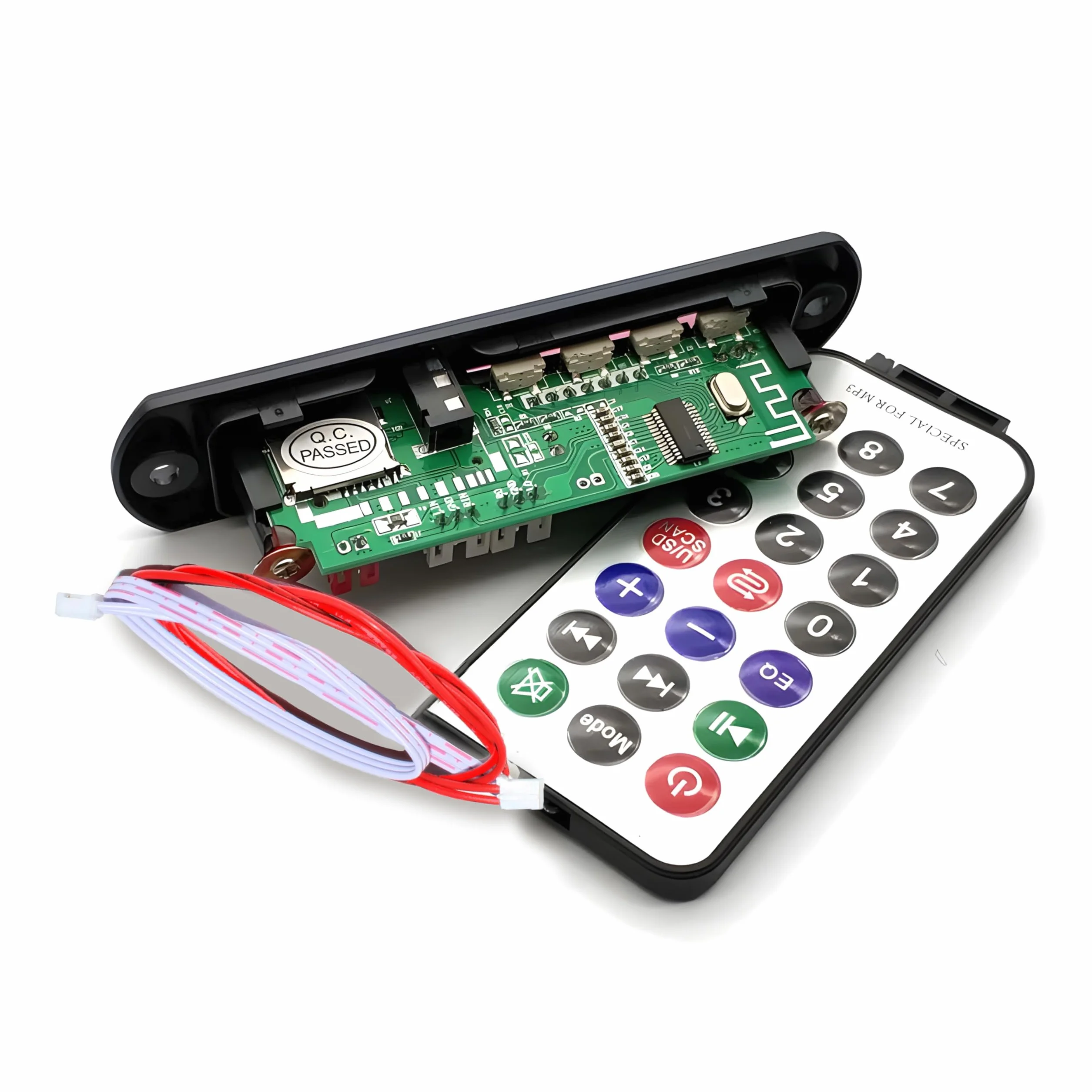 Retoo Moduł Bluetooth USB FM Radio dekoder karty audio z pilotem, wyświetlaczem LCD, 7 V - 12 V, 3,5 mm AUX, obsługuje SD, FM, FLAC, WAV, WMA i MP3, Bluetooth Auto Audio
