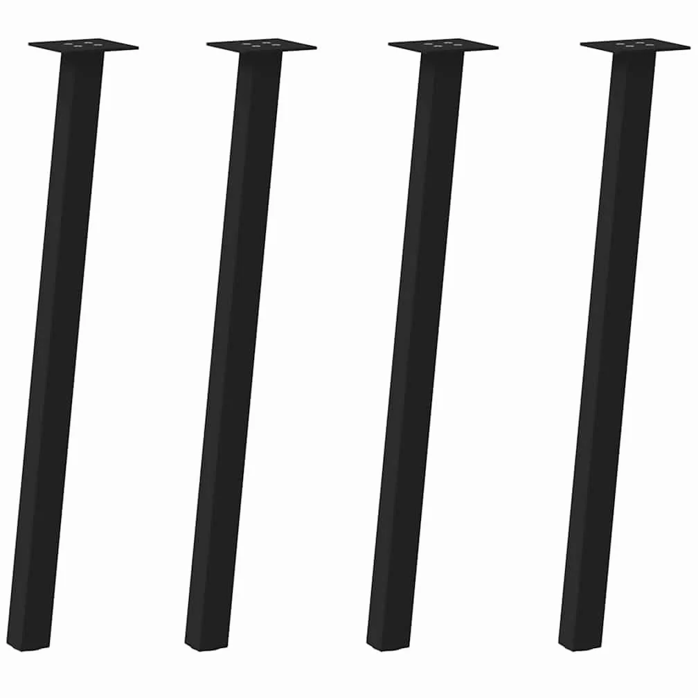 Nogi stołowe do konsoli 4 sztuki czarne 72 cm stal | Wspornik 100 x 100 mm, gumowe podkładki, śruby w zestawie, nowoczesny design