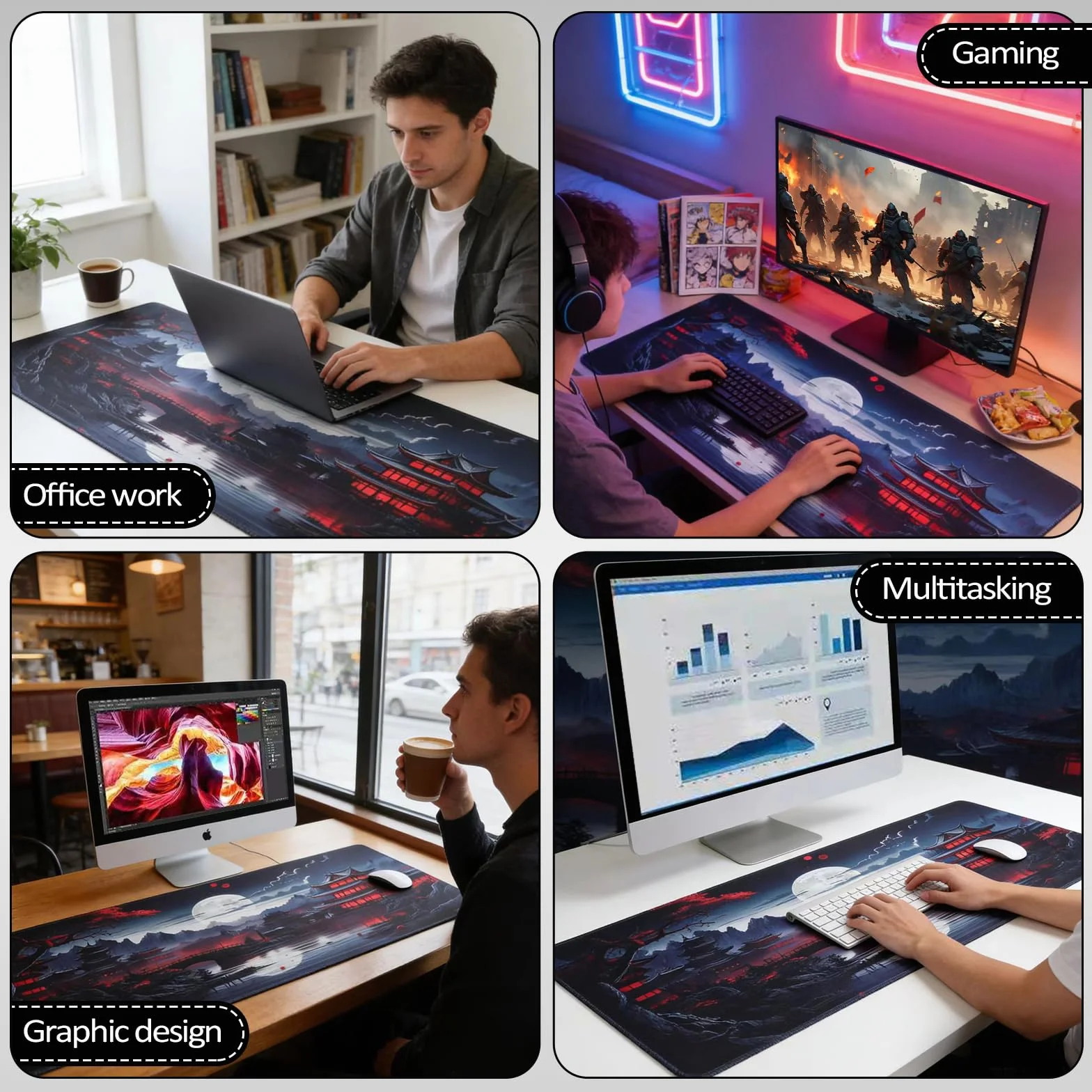 Podkładka pod mysz XXL 800x300 mm dla graczy antypoślizgowa gumowa podstawa obszyte krawędzie anime