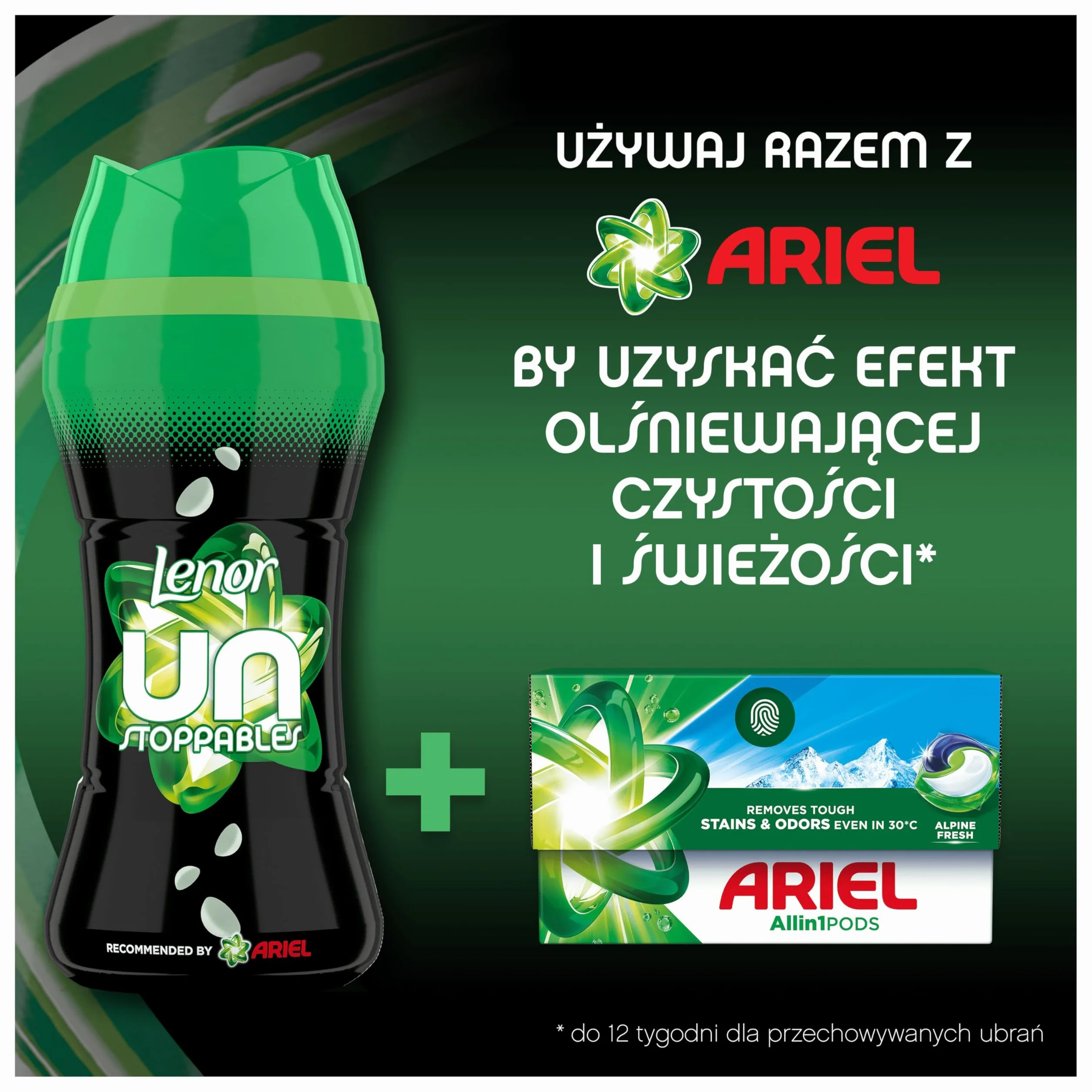 Lenor Unstoppables Scent of Ariel 195g, Perełki zapachowe zapewniają długotrwałą świeżość aż do kolejnego prania