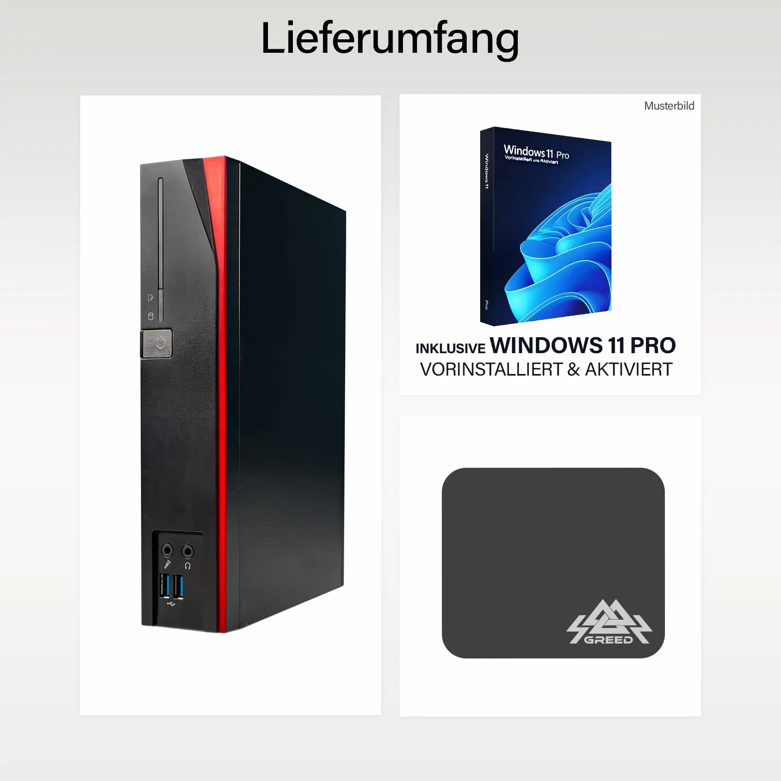 Fujitsu Mini PC Intel Quad Core 2,8 GHz 8GB DDR4 128GB SSD Windows 11 Pro
