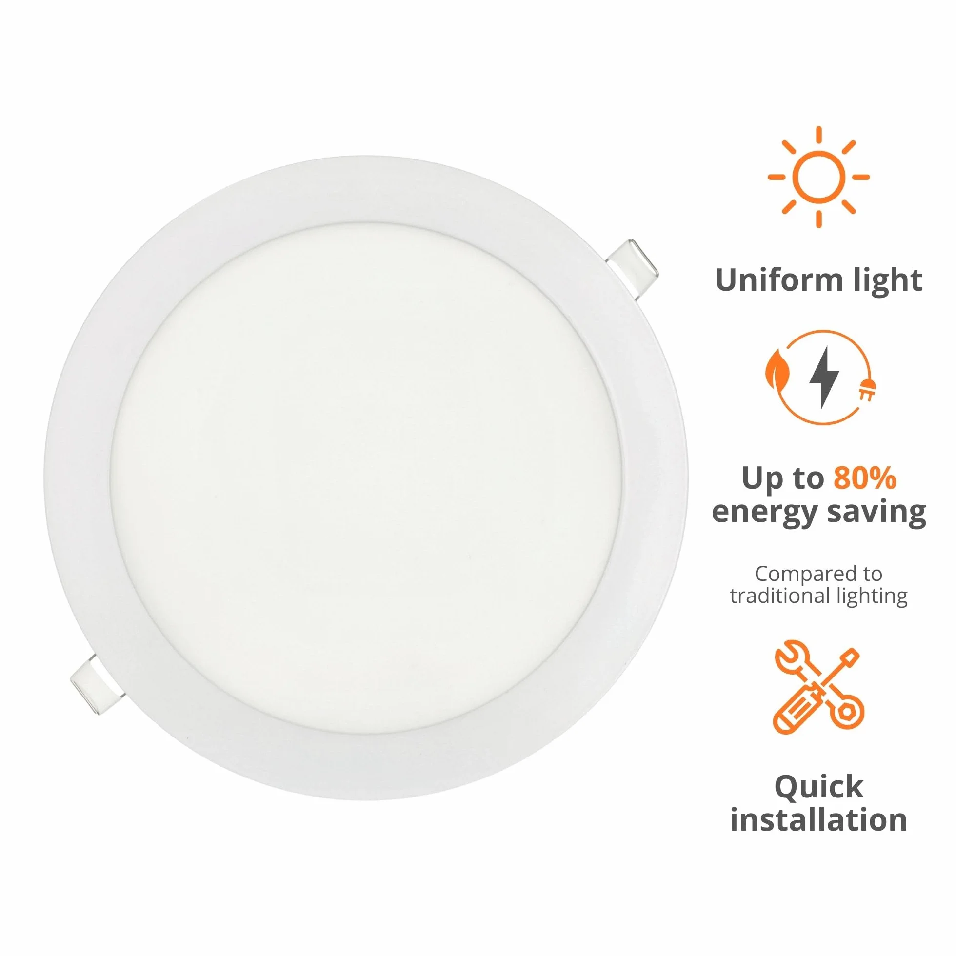 JANDEI - komplet 5 x LED Downlight 18W okrągły do zabudowy, płaski biały matowy pierścień, aluminiowy otwór 200-205 mm, neutralna biel 4200K, lampa sufitowa, oświetlenie sufitowe