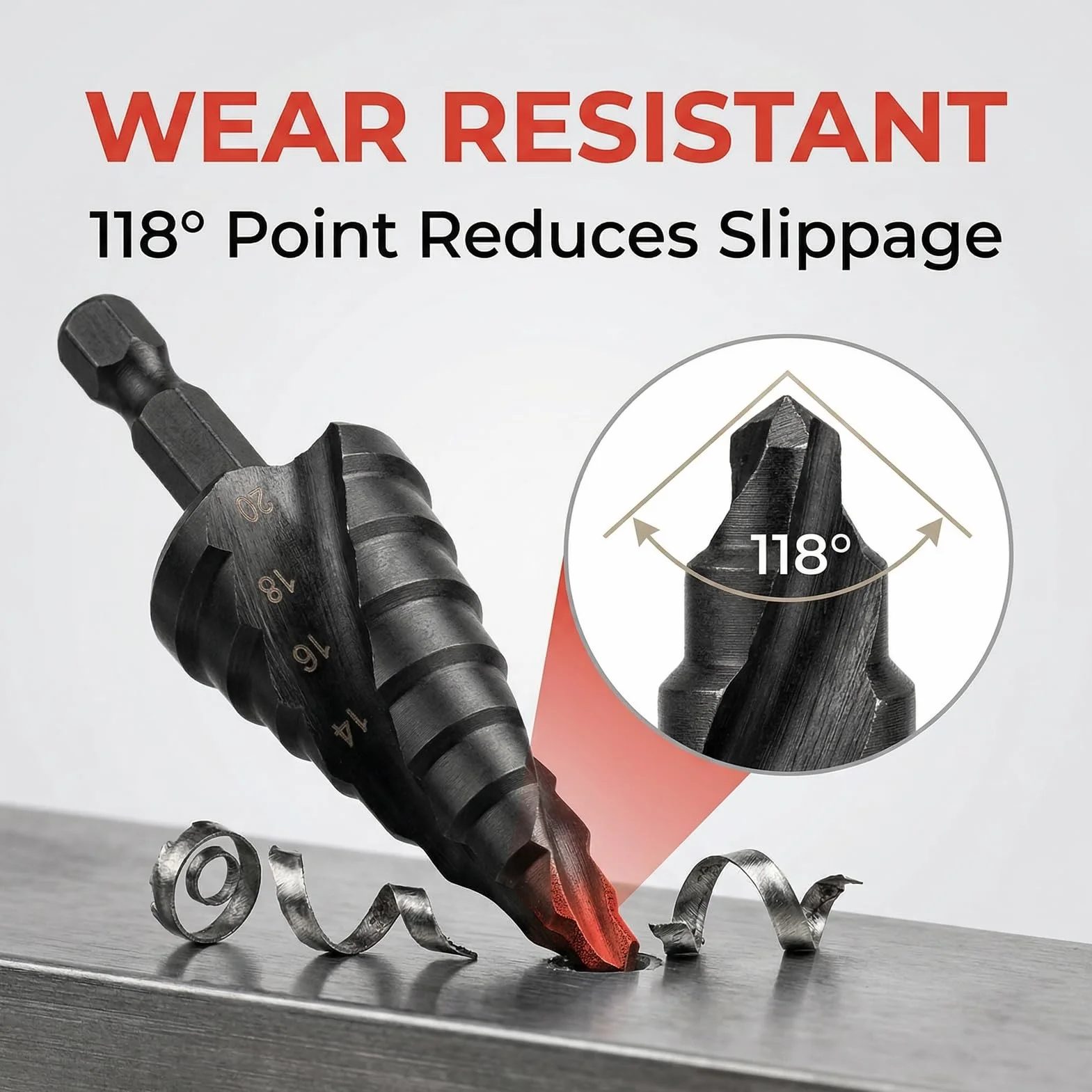 Step Zestaw bitów do frezów krokowych do metal do stali, wiertło stopniowe HSS Spiral Groove Pagoda Hole Reamer Hex Shank Tool for Metal Black