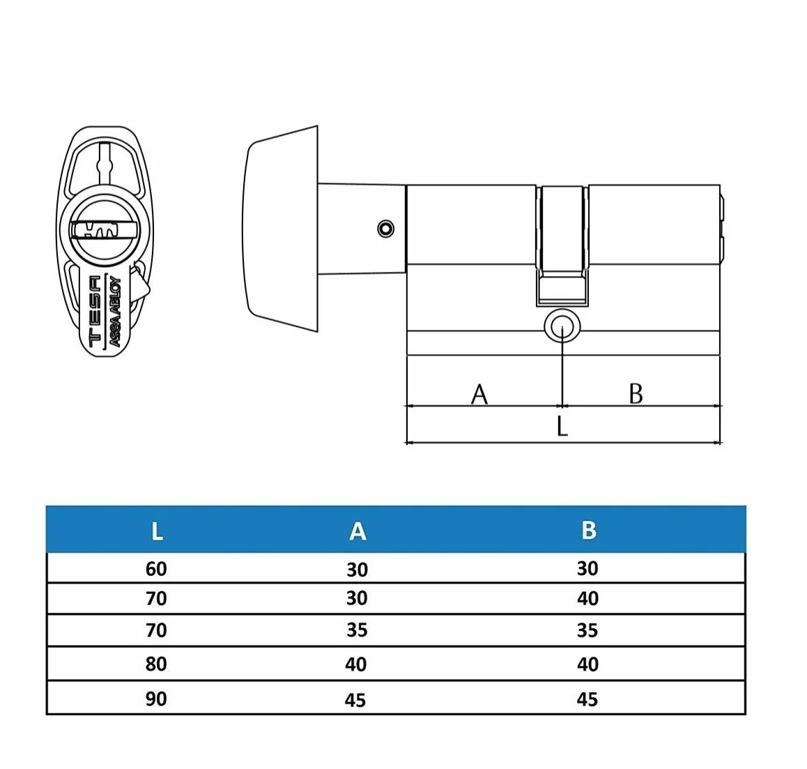Tesa Assa Abloy TX8B3030L TX80 wkładka bezpieczeństwa wkładka europrofilowa 30x30 mm mosiądz do drzwi i zamków europrofilowych idealna do wymiany i nowych instalacji wkładka antywłamaniowa p