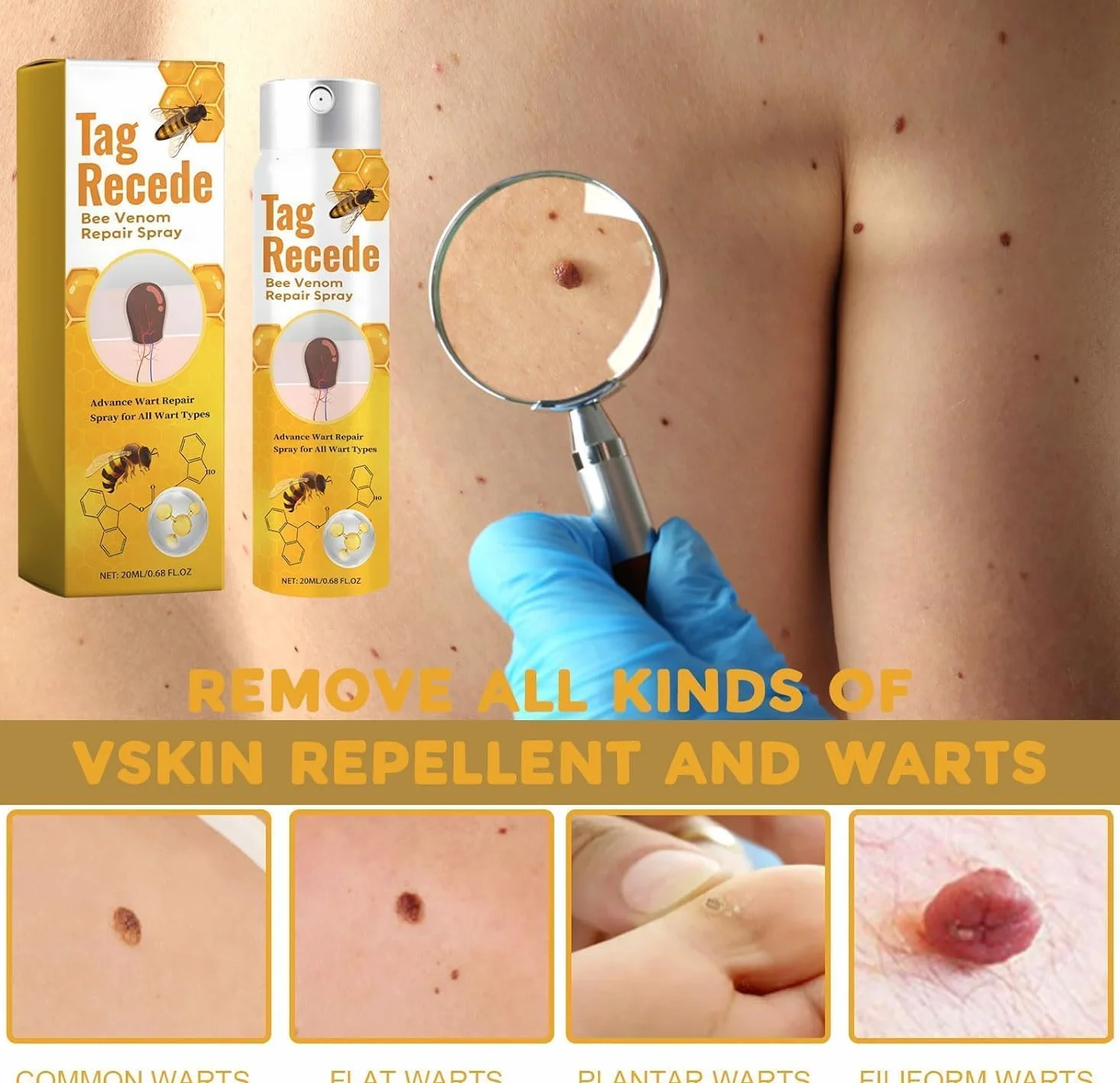 Tag Recede Bee Venom, 20 ml Tag Recede Bee Venom Spray, Tagrecede Bee Venom Skin Spray (1 szt.)