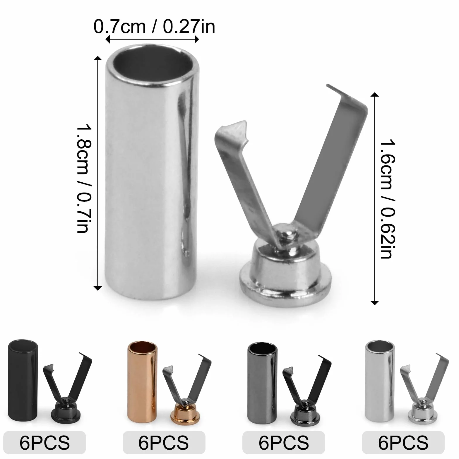Dokeno 24 szt. końcówek do sznurówek, 4 kolory głowa i sznurówki, metalowe sznurowadła do naprawy butów DIY Deco, aluminiowe klamry do sznurówek, głowa do odzieży plecak odzież sportowa, czarny,