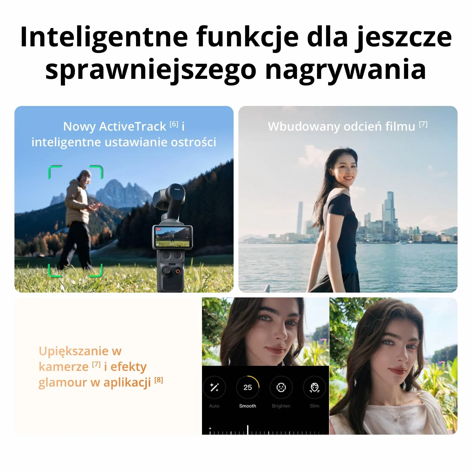 DJI Osmo Pocket 4 Creator Combo, kieszonkowa kamera Vlog, 1″ CMOS, 4K/240 kl./s, stabilizacja 3-osiowa, 107 GB