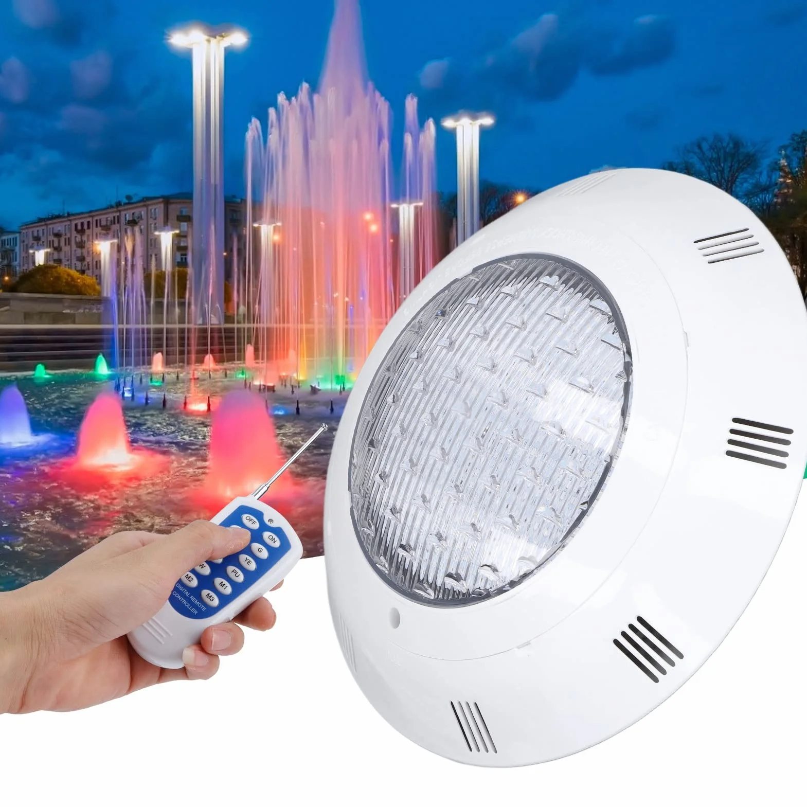 Oświetlenie Basenowe LED, AC12V RGB Multi Color IP68 Wodoodporne Oświetlenie Podwodne LED z Pilotem, Zatapialna Lampa Stawowa o Wysokiej Jasności do Basenów, Dekoracja świetlna (45 W)