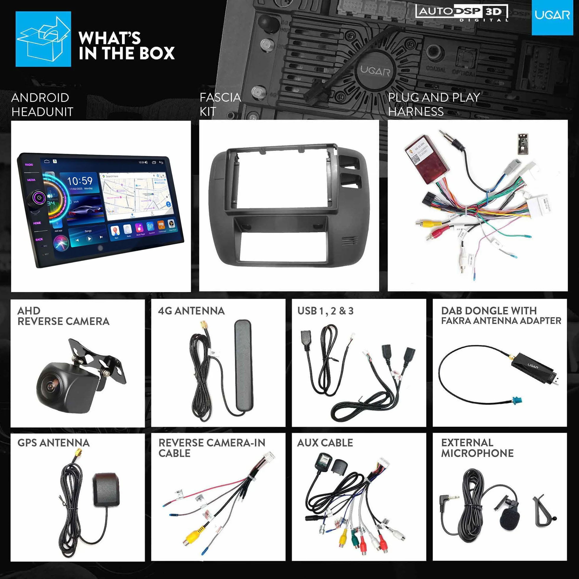 UGAR UXB kompatybilny z NISSAN Patrol Y61 2002-2004 9 cali Android 13 DSP 8 GB + 128 GB radio samochodowe DAB+ HD z pełnym ekranem dotykowym nawigacja GPS