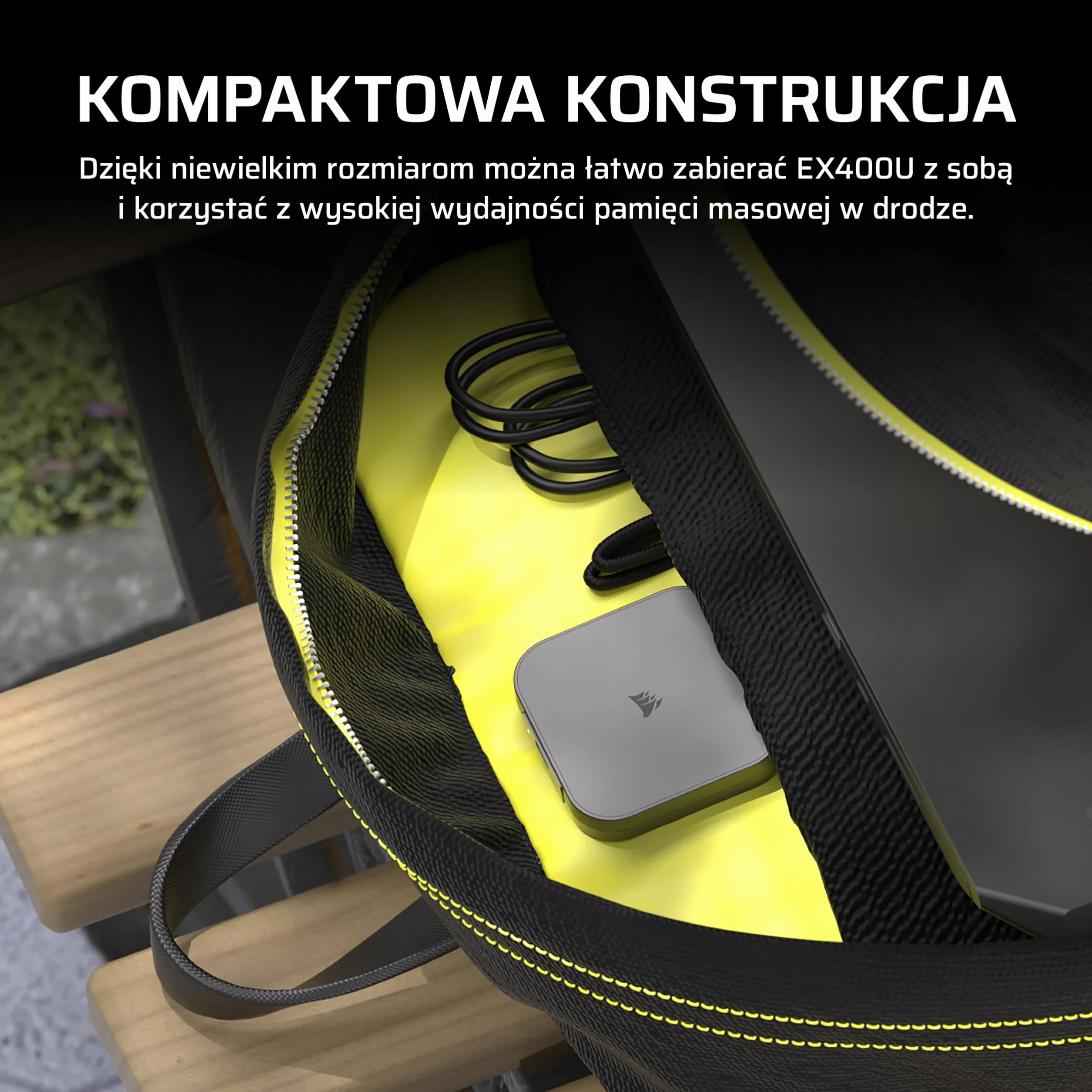 CORSAIR EX400U 2TB Przenośny SSD USB4 — USB Typ-C, USB4/USB 3.2 Gen2x2, do 40 Gb/s, Plug and Play, MagSafe, kabel USB-C (USB4) — Windows PC, Mac iOS — Szary