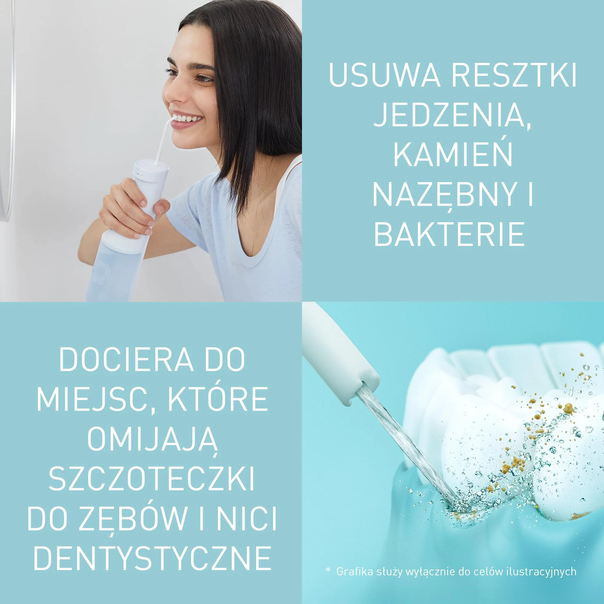 Panasonic Series 300 Irygator do Ust EW-DJ27-A303, Irygator do Zębów, 200 ml, IPX7, 4 Dysze, 5 Ustawień Ciśnienia, Akcesoria Podróżne, Niebieski